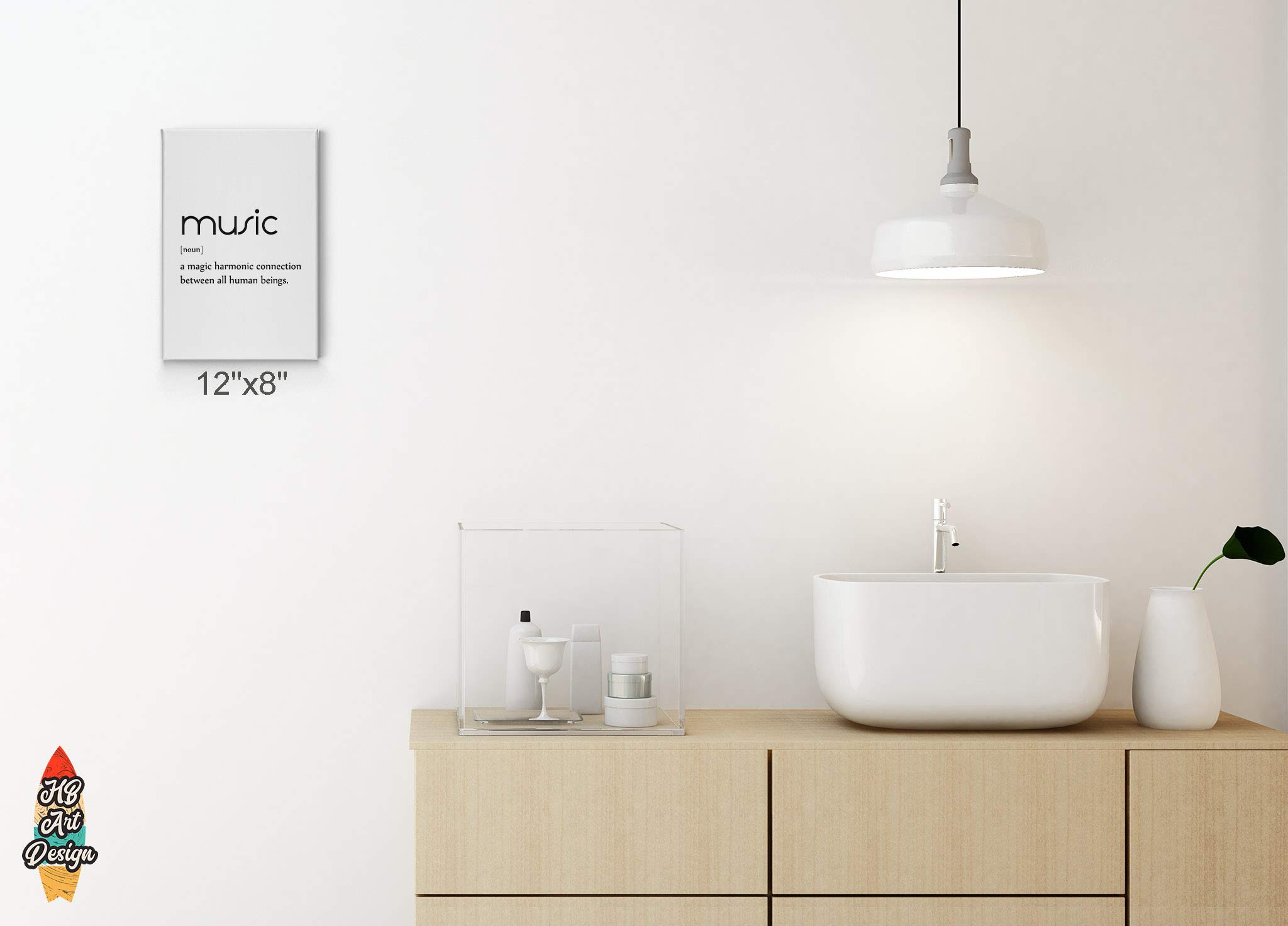 HB Art Design Music Definition Canvas Print - Funny Bathroom Wall Art Decor with Inspirational Quote, Farmhouse Style Toilet Sign Accessories (17x11 inches, Ready to Hang) - Perfect Gift for Music Lovers & Bathroom Decor Ideas