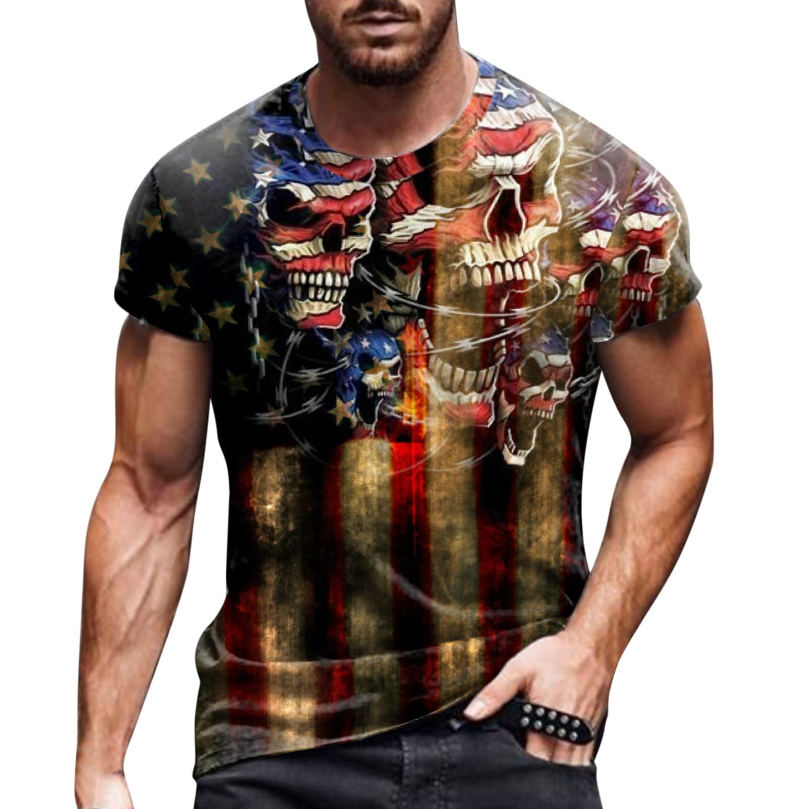Men's Graphic Tees - Lightweight Comfort T-Shirts with Gradient Stitching & USA Flag Design - Funny T-Shirts for Father's Day Gifts - Perfect for Casual Wear, Patriotic Events & Gift Giving