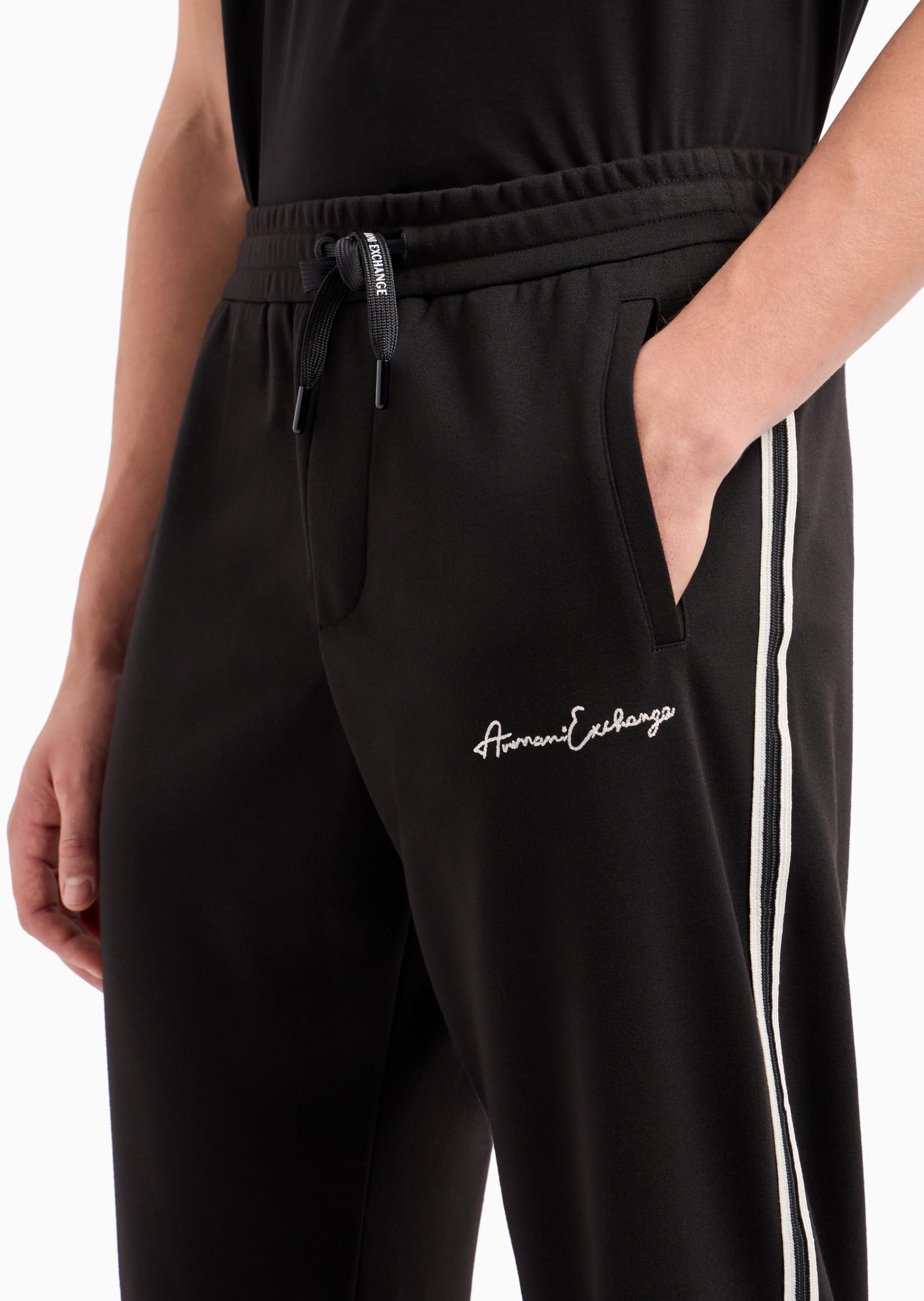 ARMANI EXCHANGE Men's Signature Logo Jogger Pants - Stretch Poly Viscose Comfort Fit Casual Sweatpants for Gym, Lounge & Everyday Wear