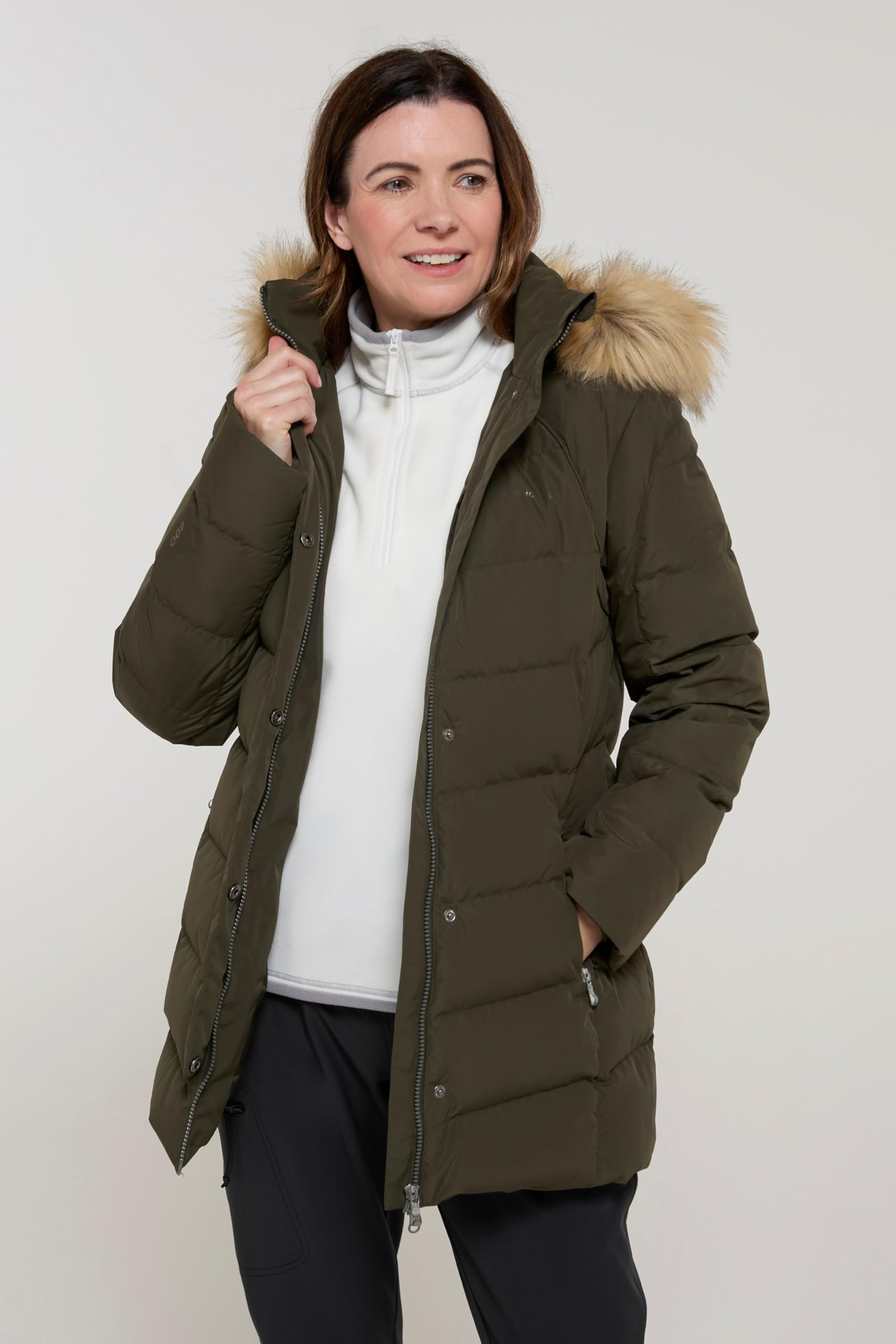 Mountain Warehouse Isla II Women's Waterproof Down Jacket with Faux Fur Trim Hood - Warm Winter Coat for Skiing, Hiking & Outdoor Adventures