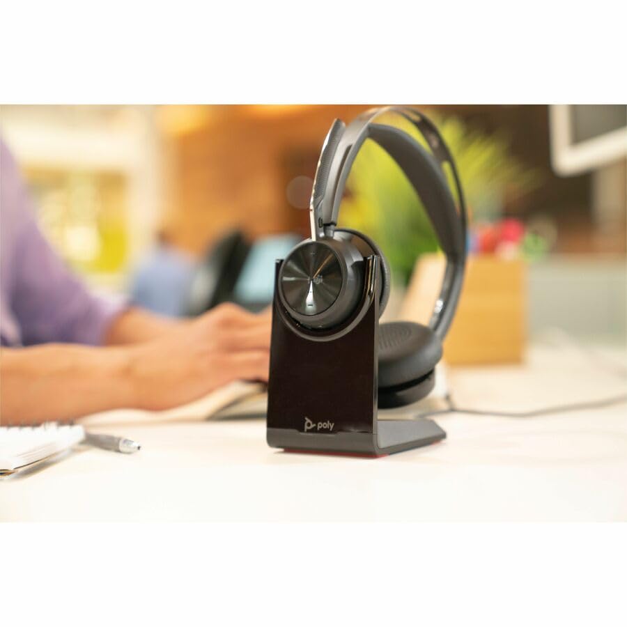 Poly Voyager Focus 2 Microsoft Teams Certified Wireless Headset with USB-C/A Adapter - Bluetooth Stereo Headphones for Office, Remote Work & Video Calls - Google Assistant & Siri Compatible - TAA Compliant