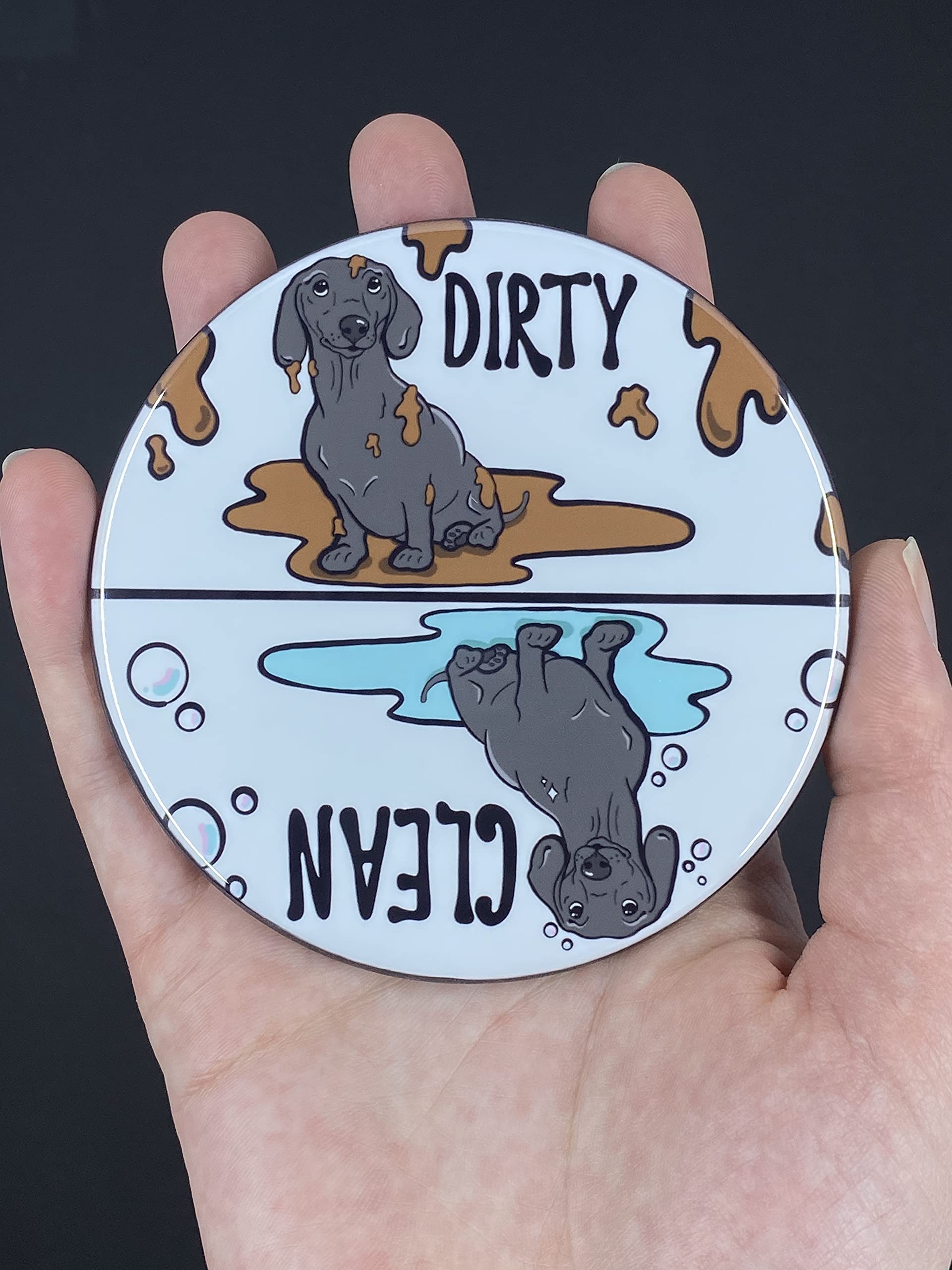 Handmade Black Dachshund Dog Dishwasher Magnet - Cute Kitchen Cleaning Accessories & Decor for Refrigerator, Dishwasher, and Home Organization