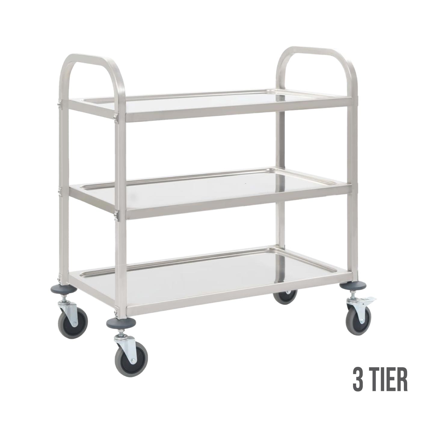 N.CATERING 3-Tier Stainless Steel Serving Cart - Large Commercial Food Tray Holder for Restaurants, Buffets, and Catering Events (HFH3070)