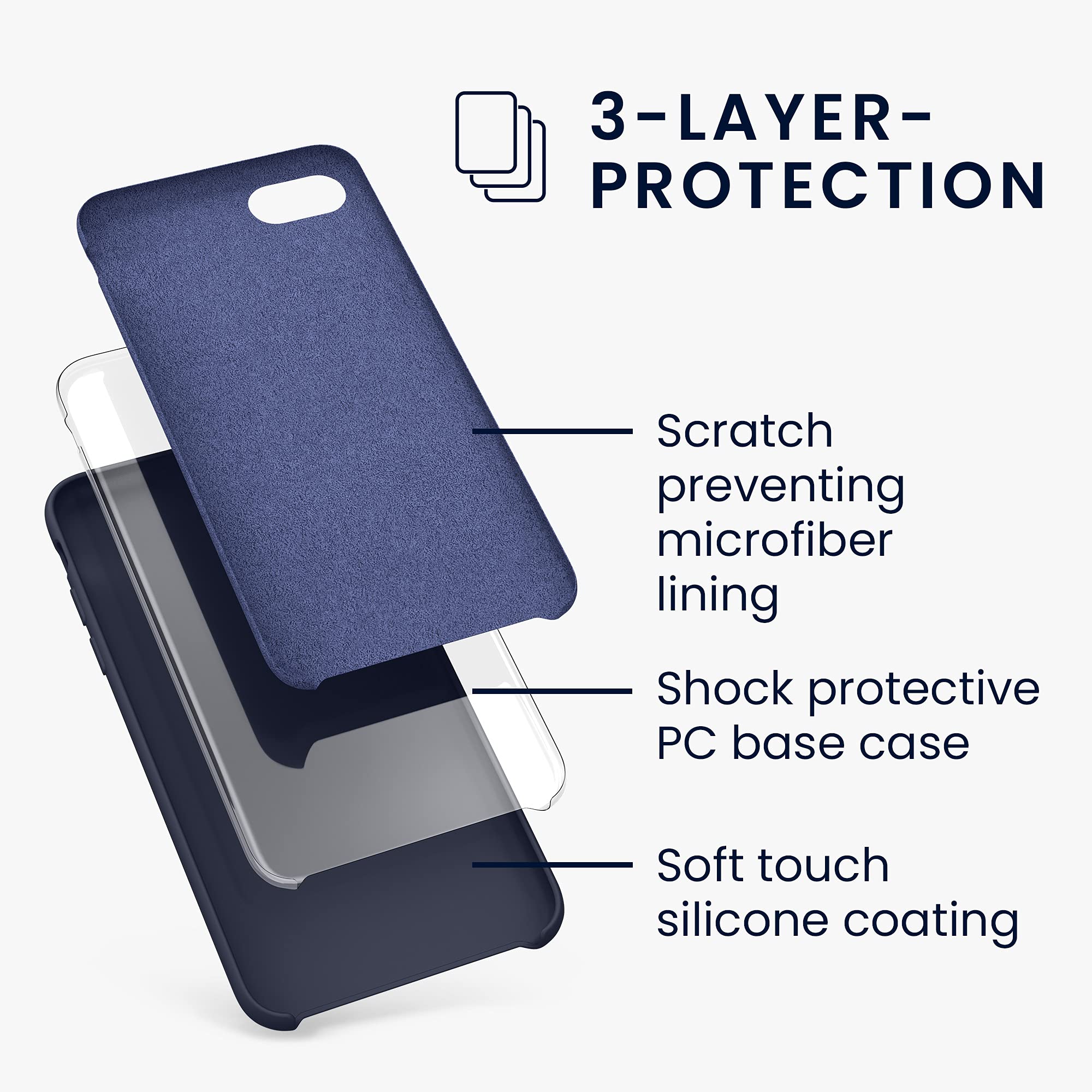 kwmobile Premium TPU Silicone Case for Apple iPhone SE (2022/2020) & iPhone 8/7 - Soft Matte Finish Dark Blue Protective Phone Cover | Slim Fit Shockproof Design for Everyday Use & Outdoor Activities
