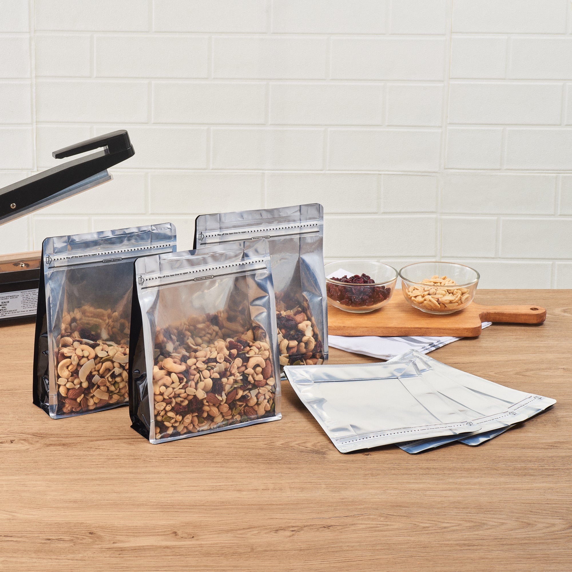 Premium Black Plastic Snack Bags - Large 9.5