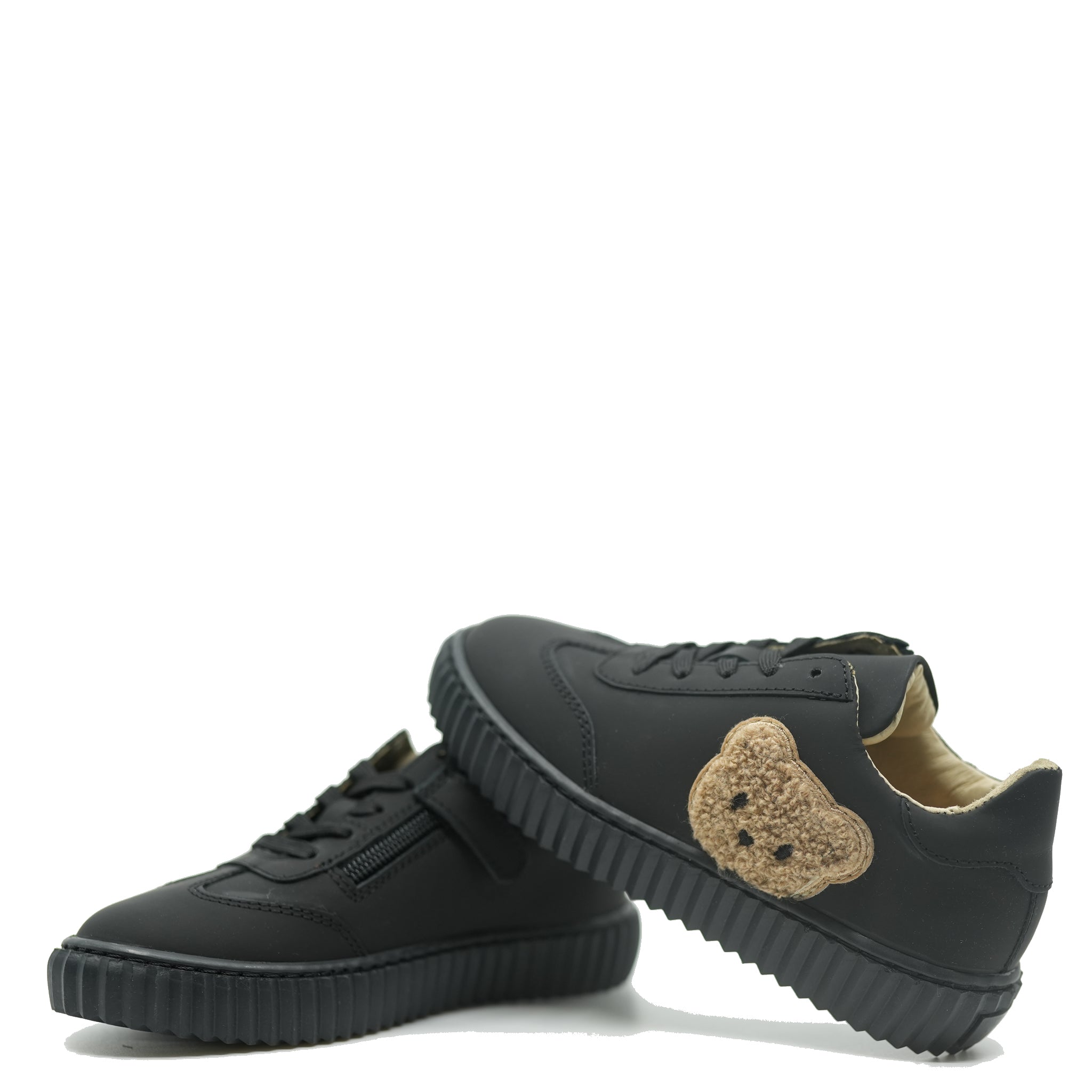 Blublonc Black Rubber Bear Face Zipper Sneakers - Cute Cartoon Animal Shoes for Women & Men | Perfect for Casual Wear, Street Fashion & Cosplay Outfits