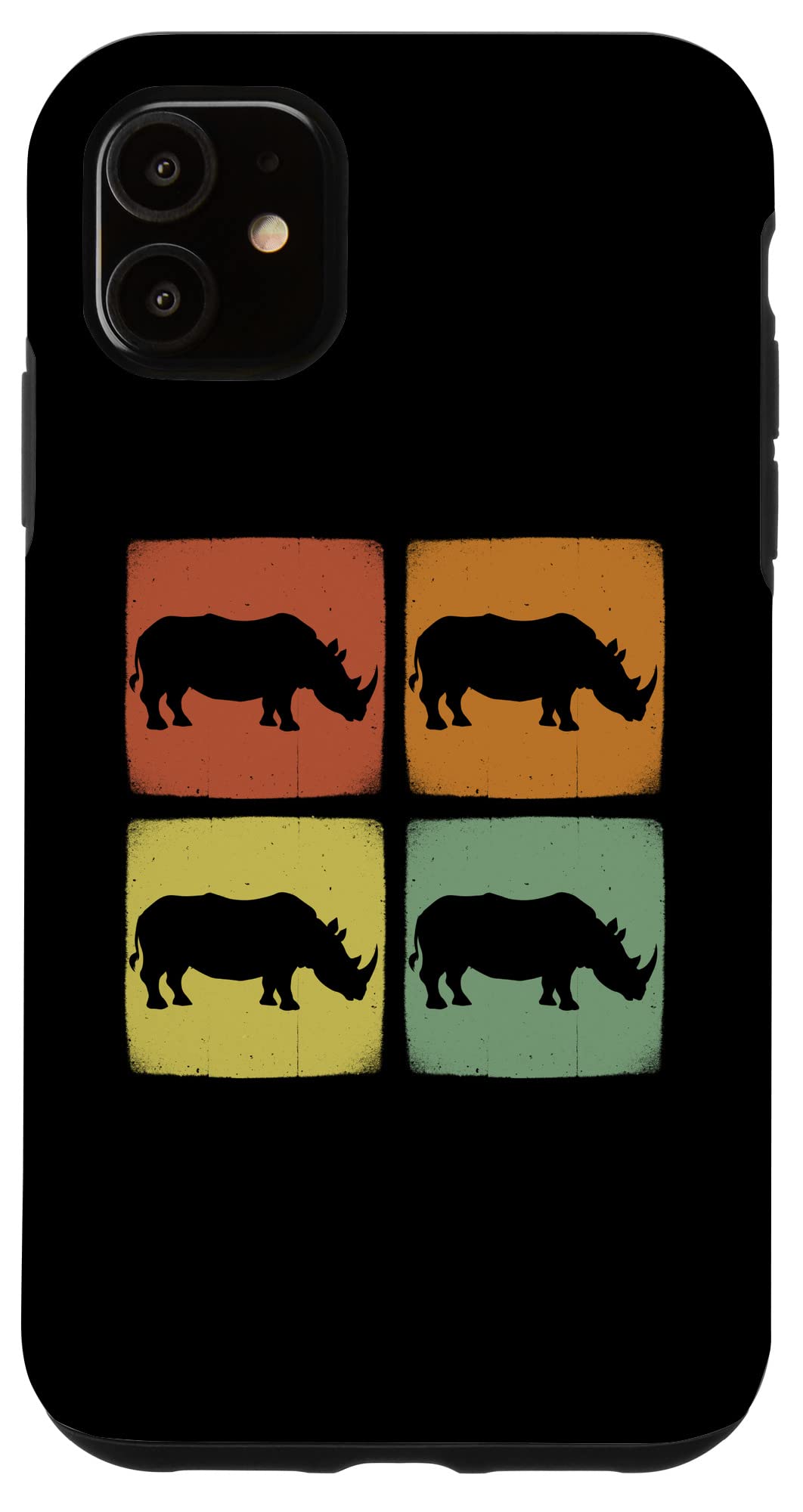 Vintage Rhino Retro Wild Animal Case for iPhone 11 - Durable Protective Phone Cover with Shock Absorption - Perfect for Outdoor Adventures, Travel & Daily Use