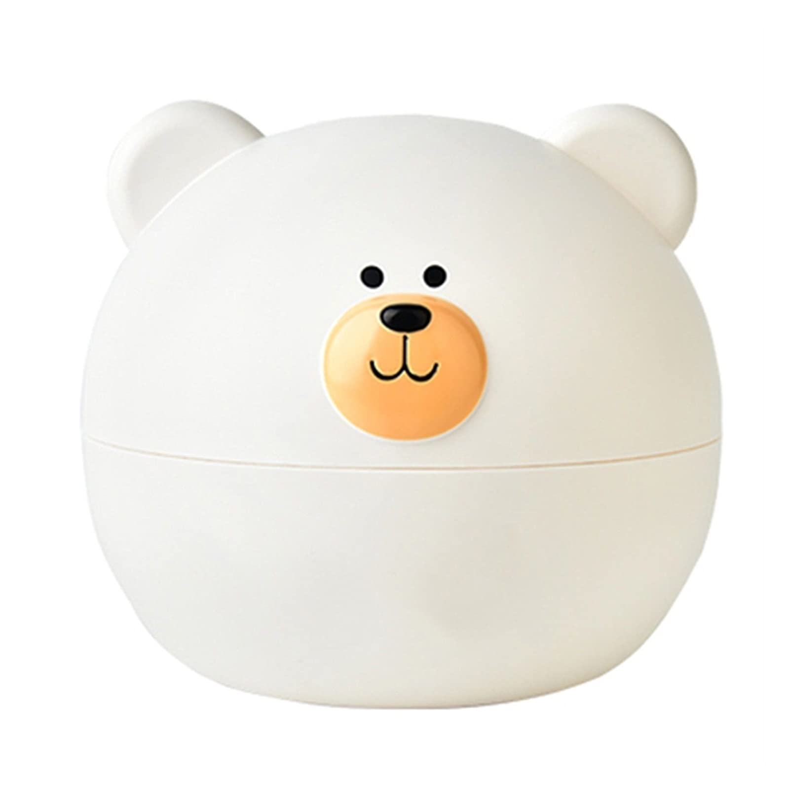 Nordic Round Tissue Box Holder - Cute Bear Design, White Paper Towel & Napkin Storage Container for Bathroom, Kitchen, or Living Room Decor