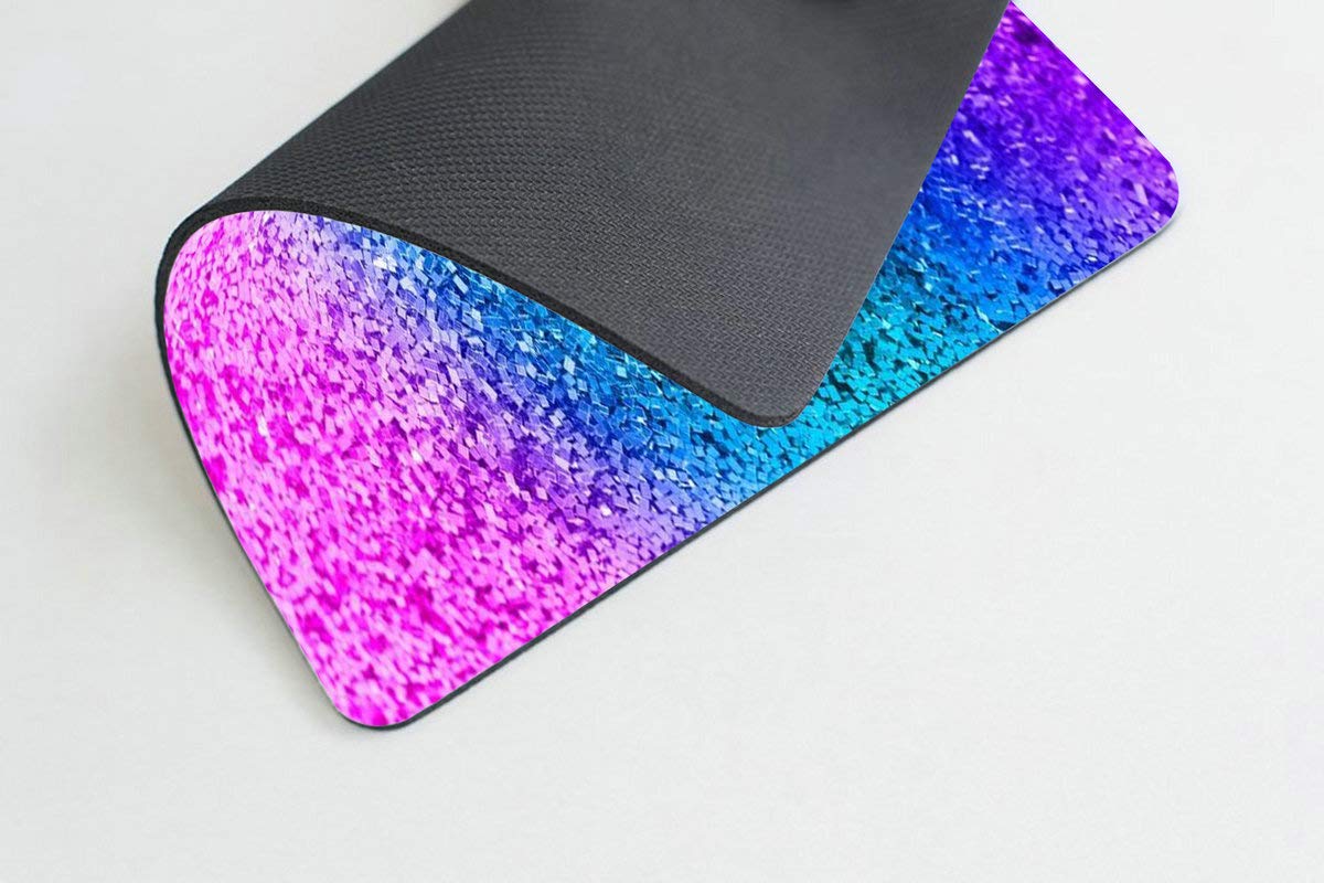 Custom Glitter Print Non-Slip Gaming Mouse Pad - Colorful Cute Rectangle Mousepad for PC Laptop Office & Home Use - Perfect Gift for Gamers & Work