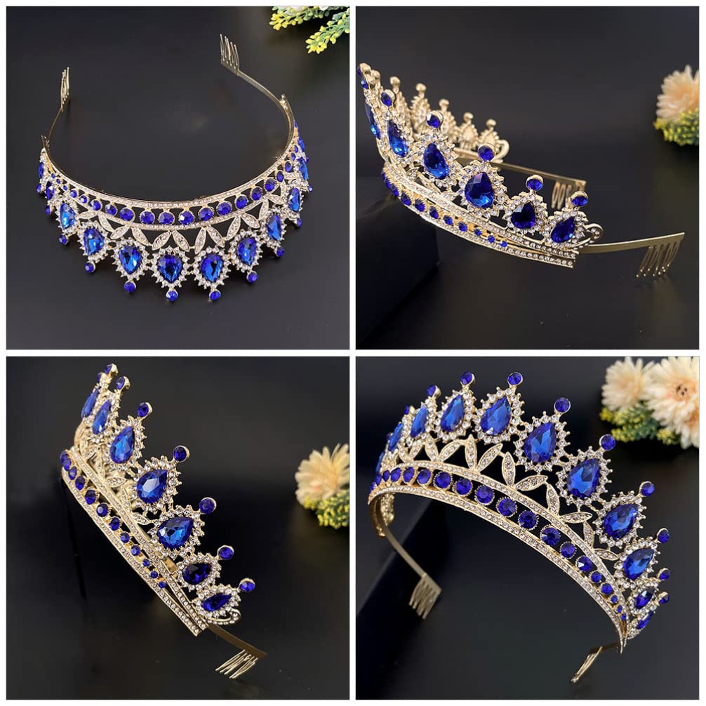 FRCOLOR Diamond Crown Hair Accessory - Bridal Tiara Headband with Crystal & Pearls for Weddings, Prom, Pageants | Elegant Wedding Hair Jewelry for Bride, Bridesmaid, Quinceañera