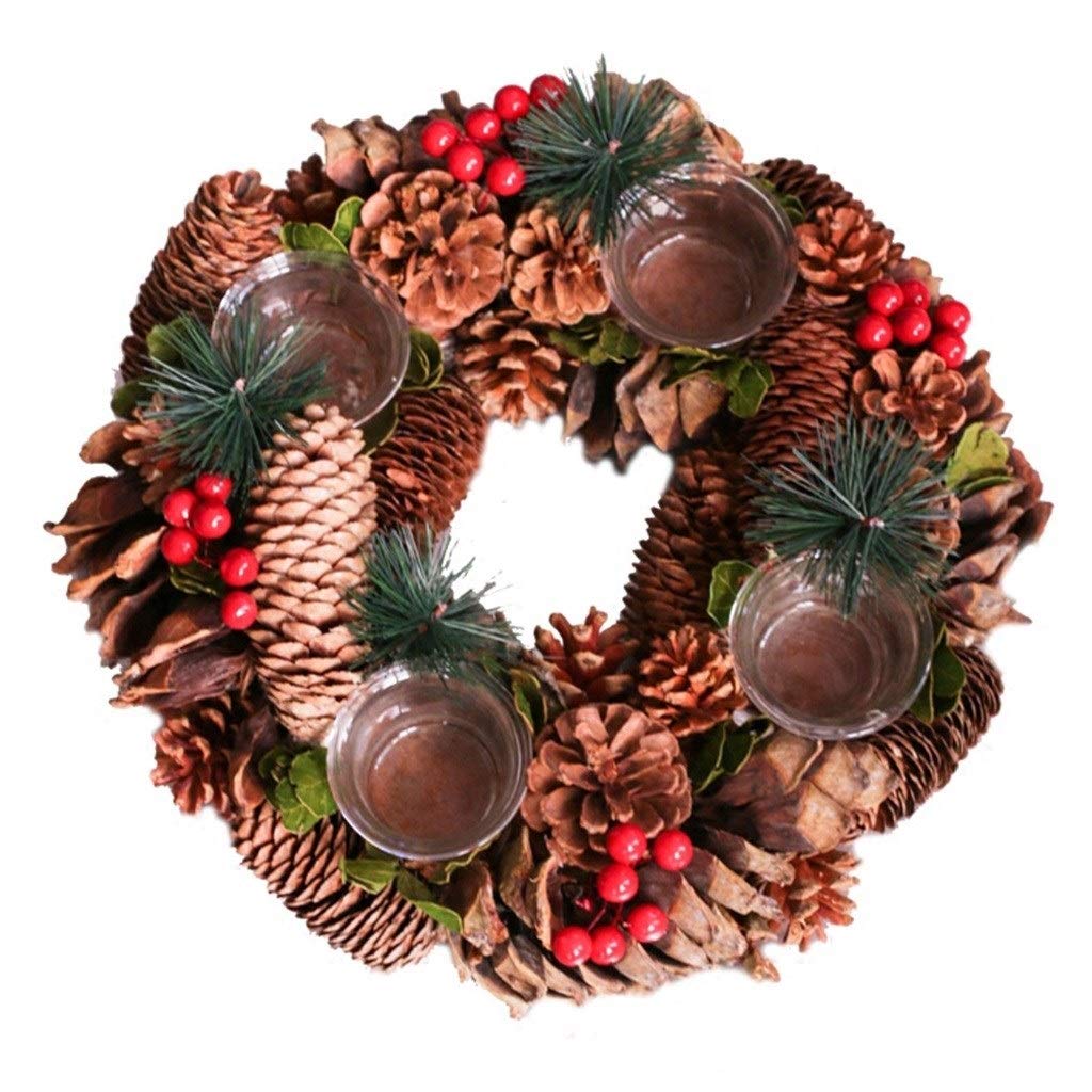 TYJ-USA Elegant Christmas Wreath Candle Holder - Decorative Window & Table Centerpiece for Holiday Decor, Romantic Dinners, Weddings - Perfect Christmas Gift & Home Decor for Festive Season