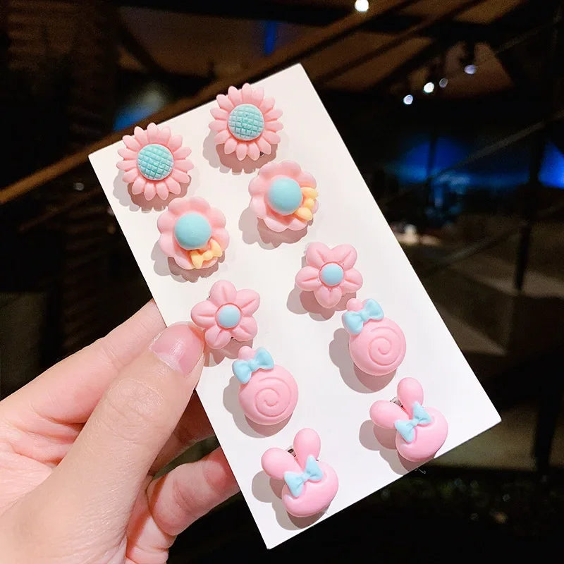 10pcs Cute Girls Earrings Set - Dainty Stud & Hoop Earrings for Teens & Women - Perfect for School, Party & Everyday Wear