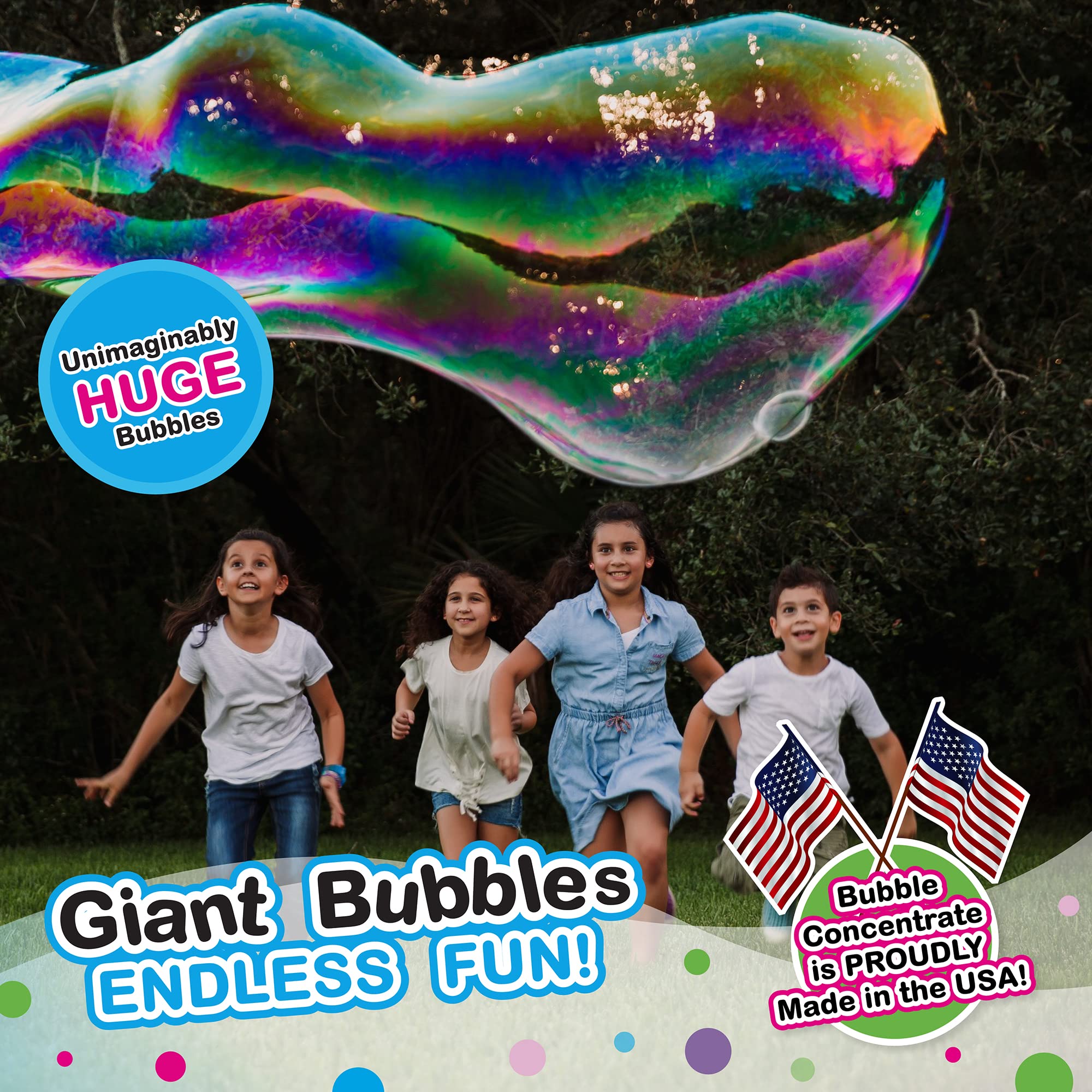 WOWMAZING Giant Bubble Kit for Kids - Space Theme with Wand, 2 Big Bubble Concentrate Pouches & 8 Glow-in-The-Dark Stickers | Outdoor Party, Birthday, Backyard Fun | Made in USA | STEM Learning Toy for Boys & Girls