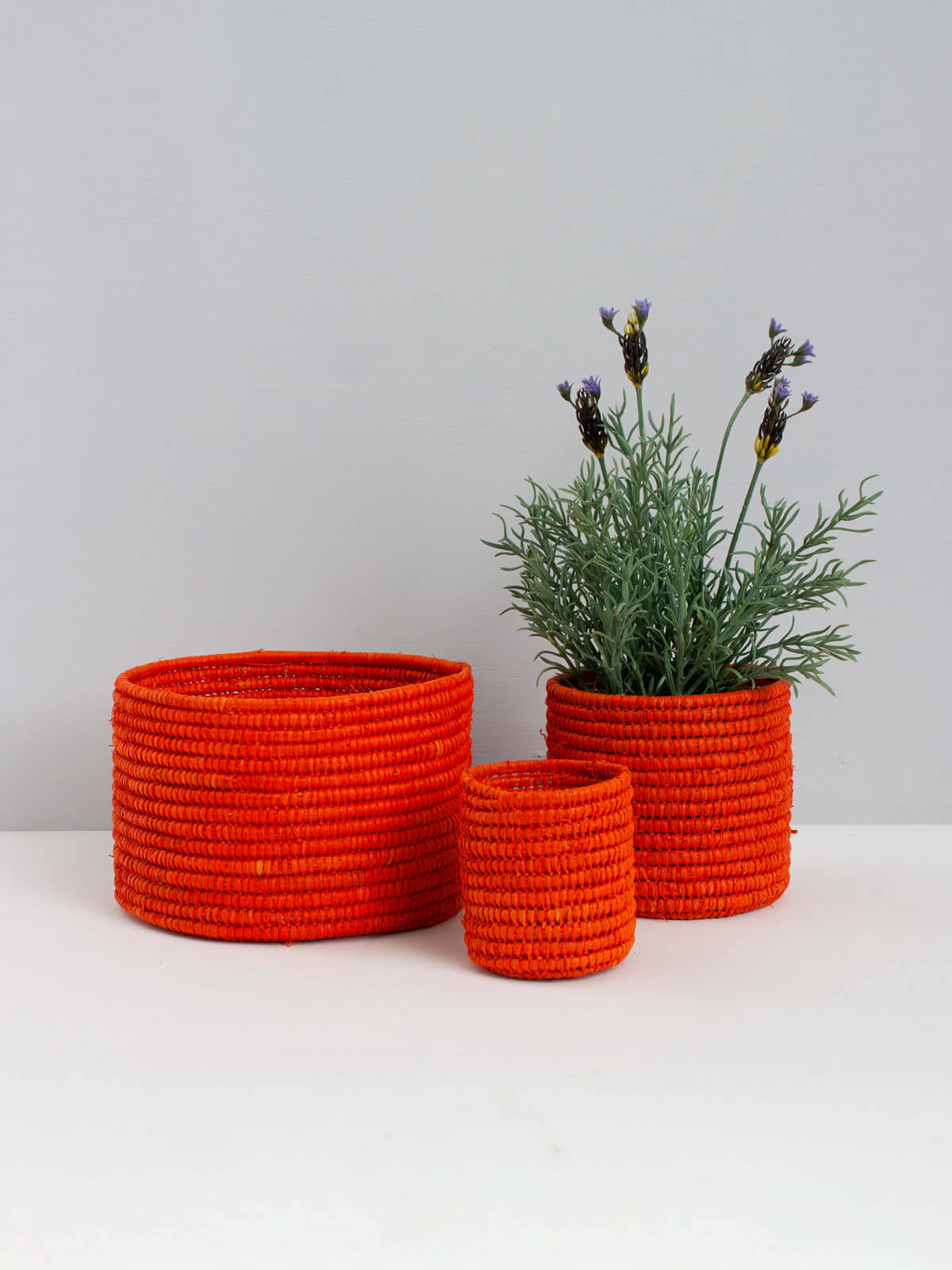 Natural Raffia Storage Baskets - Handwoven Orange Woven Bins for Home Organization, Closet Storage & Laundry Room Decor - Perfect for Blankets, Toys & Seasonal Items