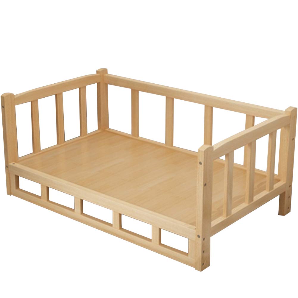 La La Pet® Elevated Wooden Dog Bed - Single Tier Raised Pet Sofa with Fence for Small & Medium Dogs & Cats - XXL Size - Perfect for Indoor Kennel, Living Room & Bedroom Pet Furniture