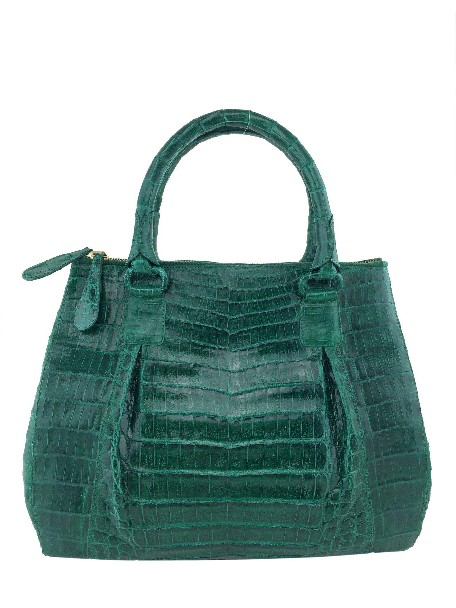 Nancy Gonzalez Genuine Crocodile Leather Double Zip Tote Bag - Luxury Handbag for Women, Perfect for Work, Travel & Everyday Use