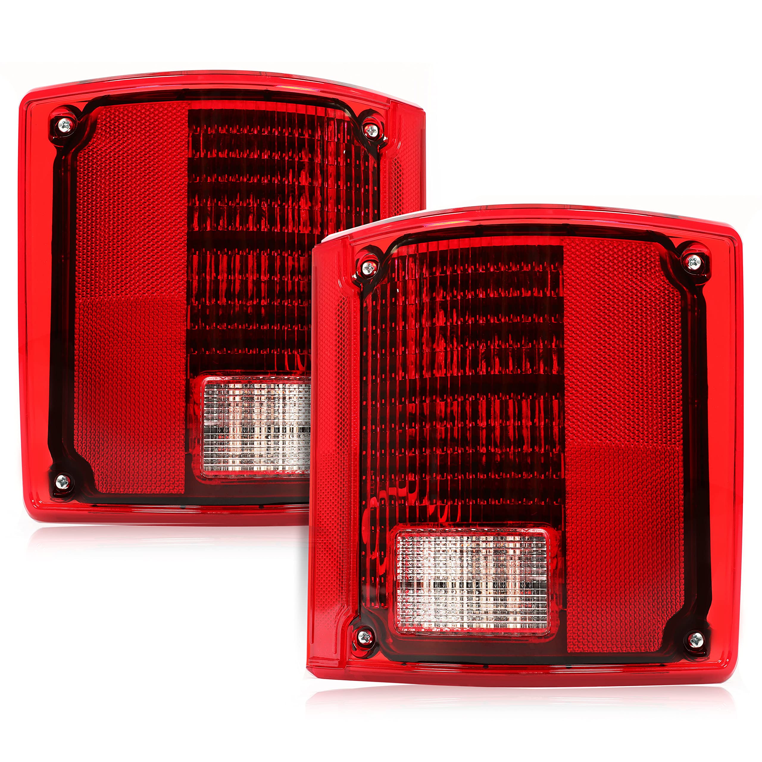 Kojem LED Tail Light Pair for 1975-1986 Chevy Chevrolet C10 - Red Lens Replacement for CTL7387LED-L/R | Durable & Bright Brake Lights for Classic Truck Restoration & Night Driving Safety