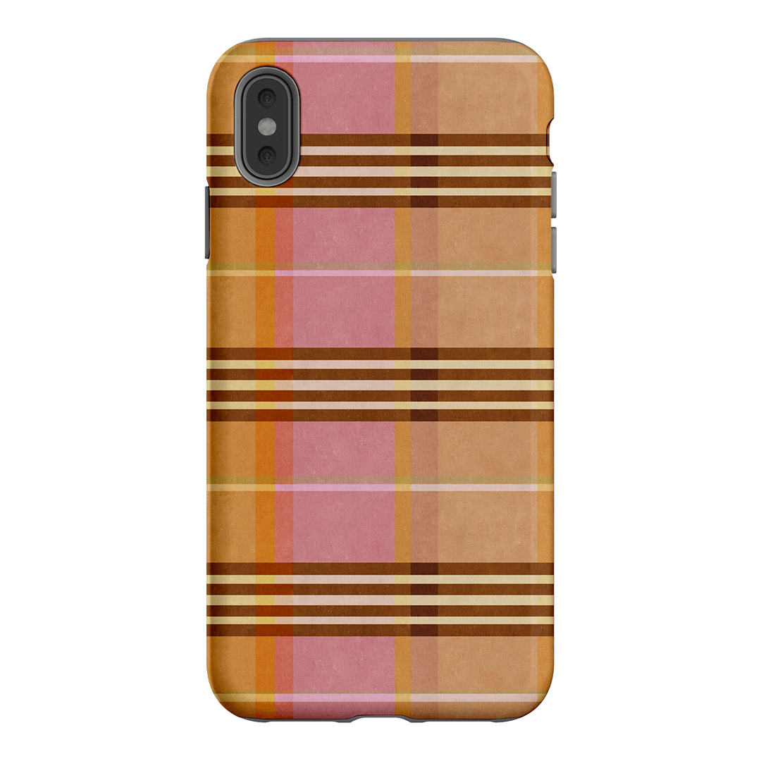 Peachy Plaid Phone Case for iPhone 15/14/13/12/11 Pro Max - Cute Tartan Pattern Protective Cover with Shockproof Design - Perfect for Everyday Use, Travel & Fashion Accessories