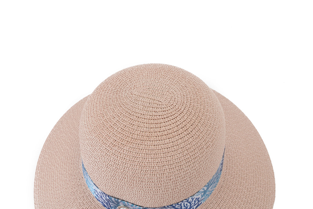 Elegant Orchid Pink Coral Blue Hat for Women - Stylish Sun Hat for Beach, Outdoor, and Summer Fashion