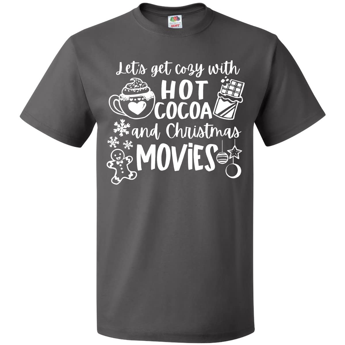 Inktastic Let's Get Cozy with Hot Cocoa and Christmas Movies T-Shirt - Soft Cotton Holiday Tee for Christmas Parties, Family Gatherings & Winter Relaxation