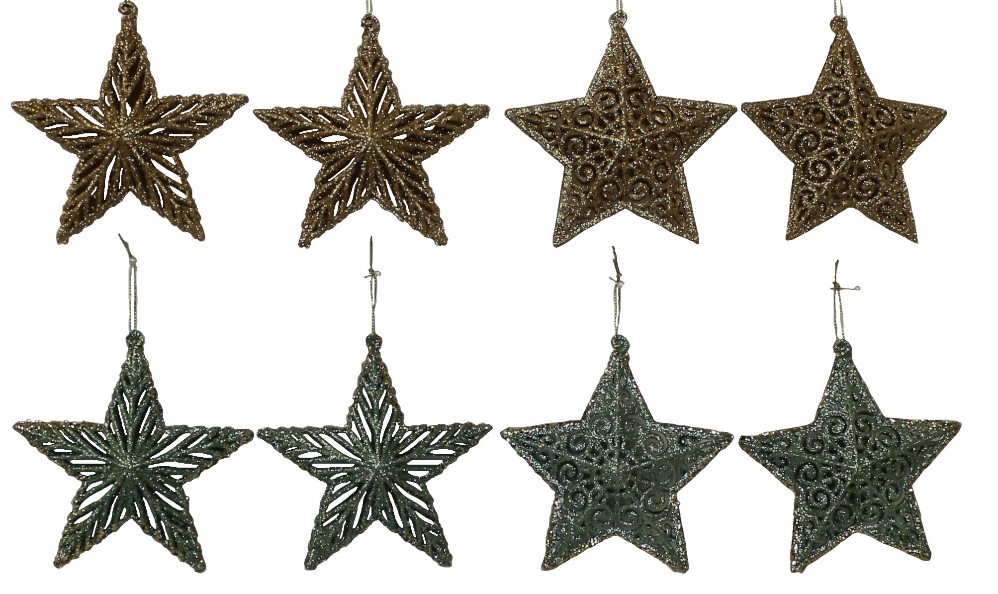 2 Pack Double Layer 3D Glitter Star Ornaments for Christmas Tree Decorations, Holiday Party, Home and Office Decor