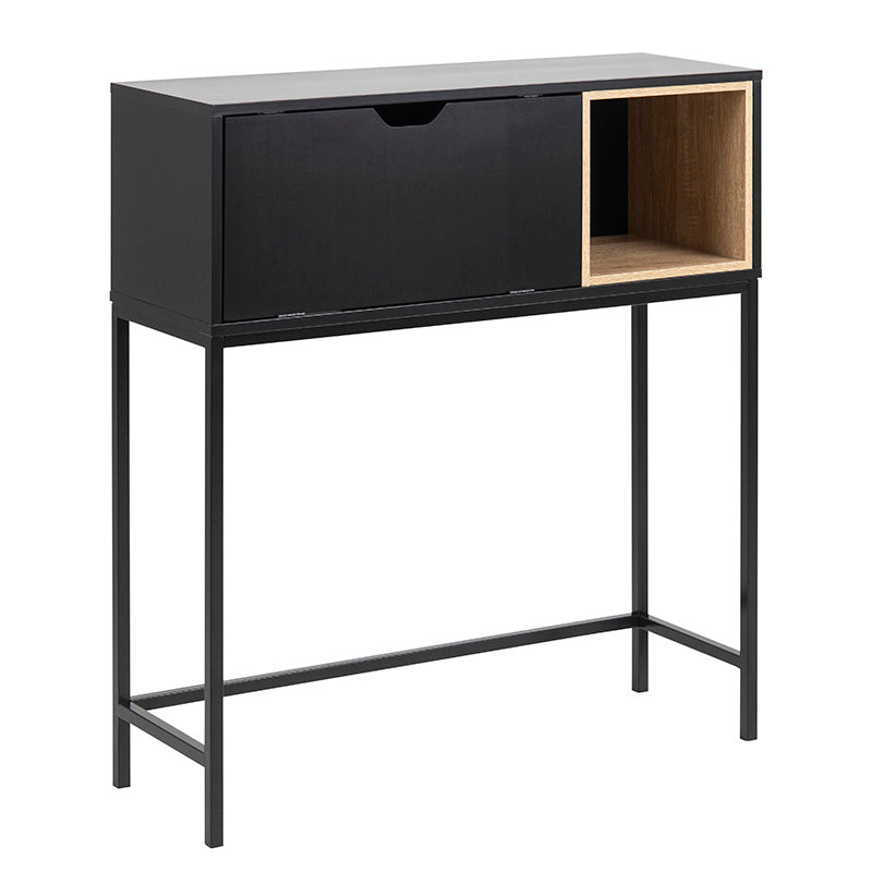 BATLEY 91.5cm Study Desk Console Table - Black & Natural Finish for Home Office, Bedroom, or Dorm Room Workspace