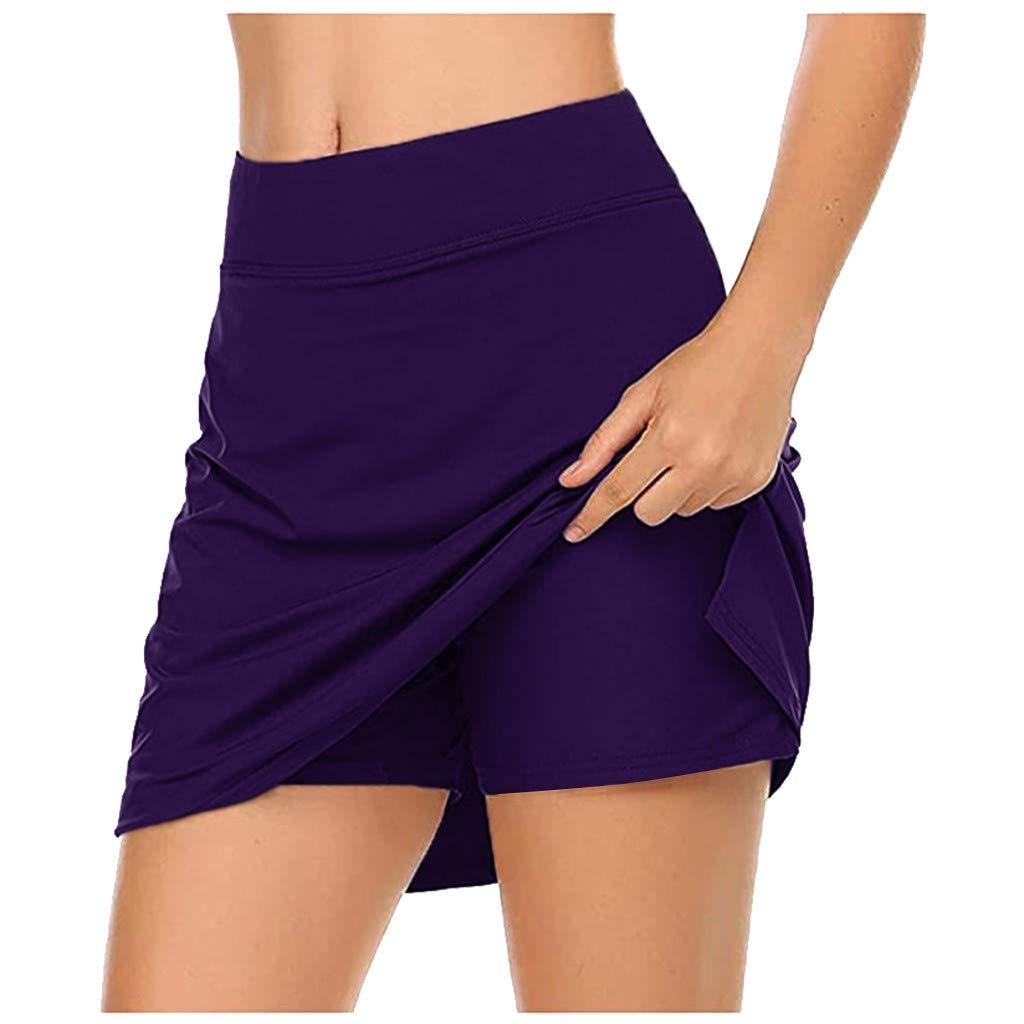 SSDXY Women's Tennis Skirts with Built-in Shorts - Elastic Waist Sports & Golf Skorts with Pockets - Pleated Athletic Skirt for Tennis, Golf, Running & Workout - Perfect for Court, Gym & Outdoor Activities