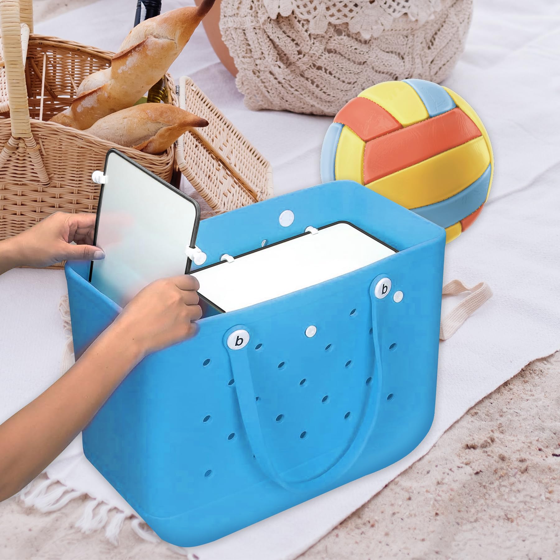 2-Piece Divisor Tray Set with XL Phone Holder - Black & White Beach Bag Organizer for Sunglasses, Keys & Essentials | Perfect for Poolside, Travel & Day Trips