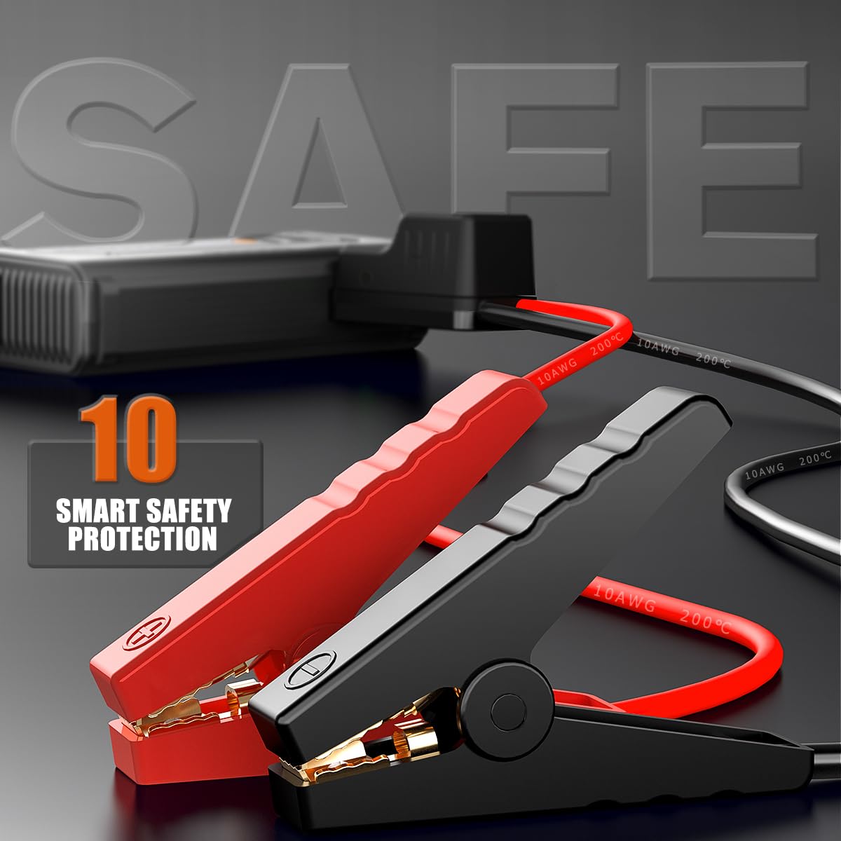5000A Car Jump Starter - Portable Battery Pack for All Gas & 10.0L Diesel Engines | 12V Lithium Jumper Box with Power Bank, LED Light & Jumper Cables | Emergency Roadside Assistance, Camping & Outdoor Adventures