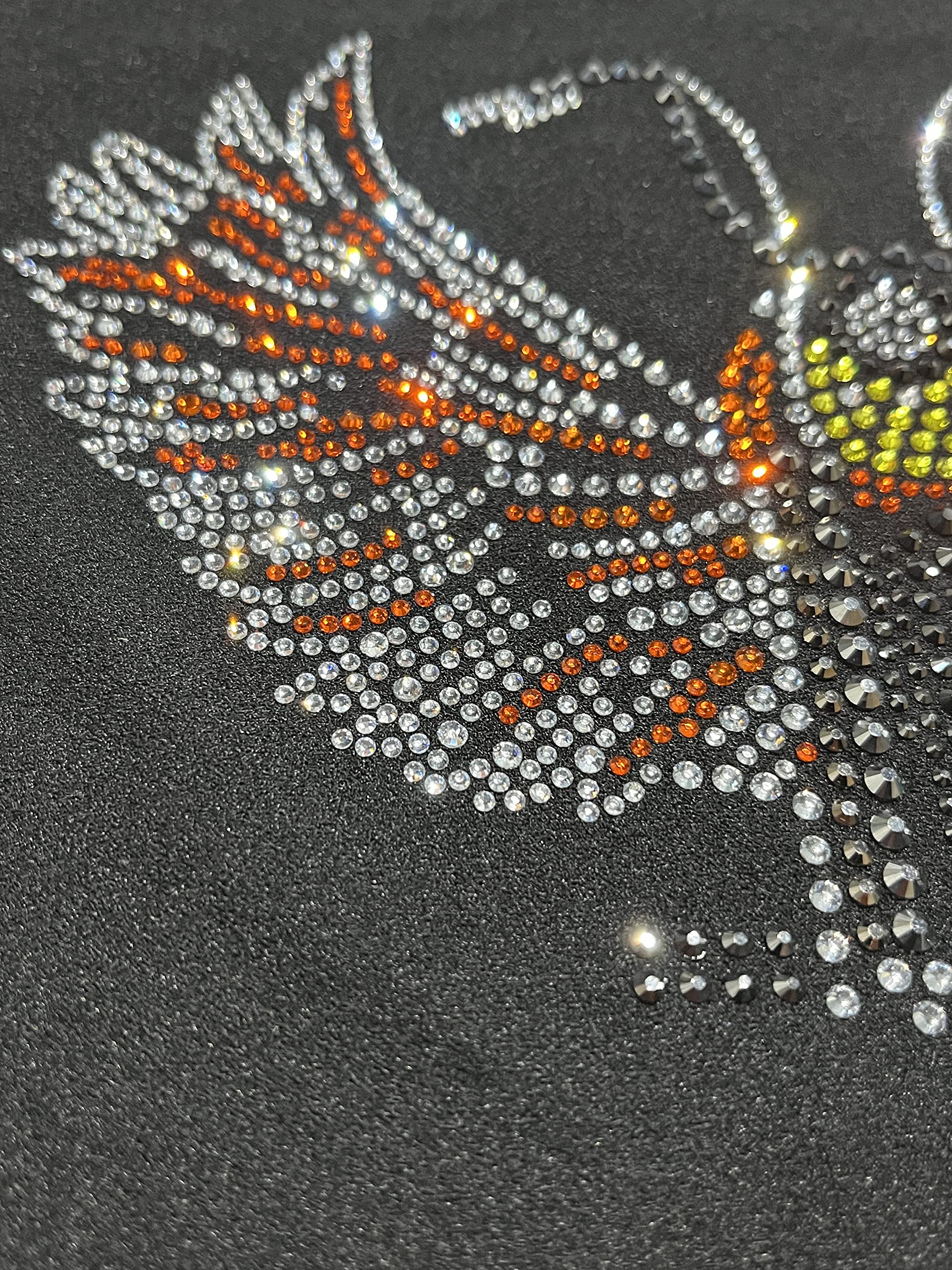 Rhinestone Orange Angel Bike Iron-On Design - Sparkling Decal for Cycling Jerseys, Jackets & DIY Crafts - Perfect for Bikers & Fashion Enthusiasts