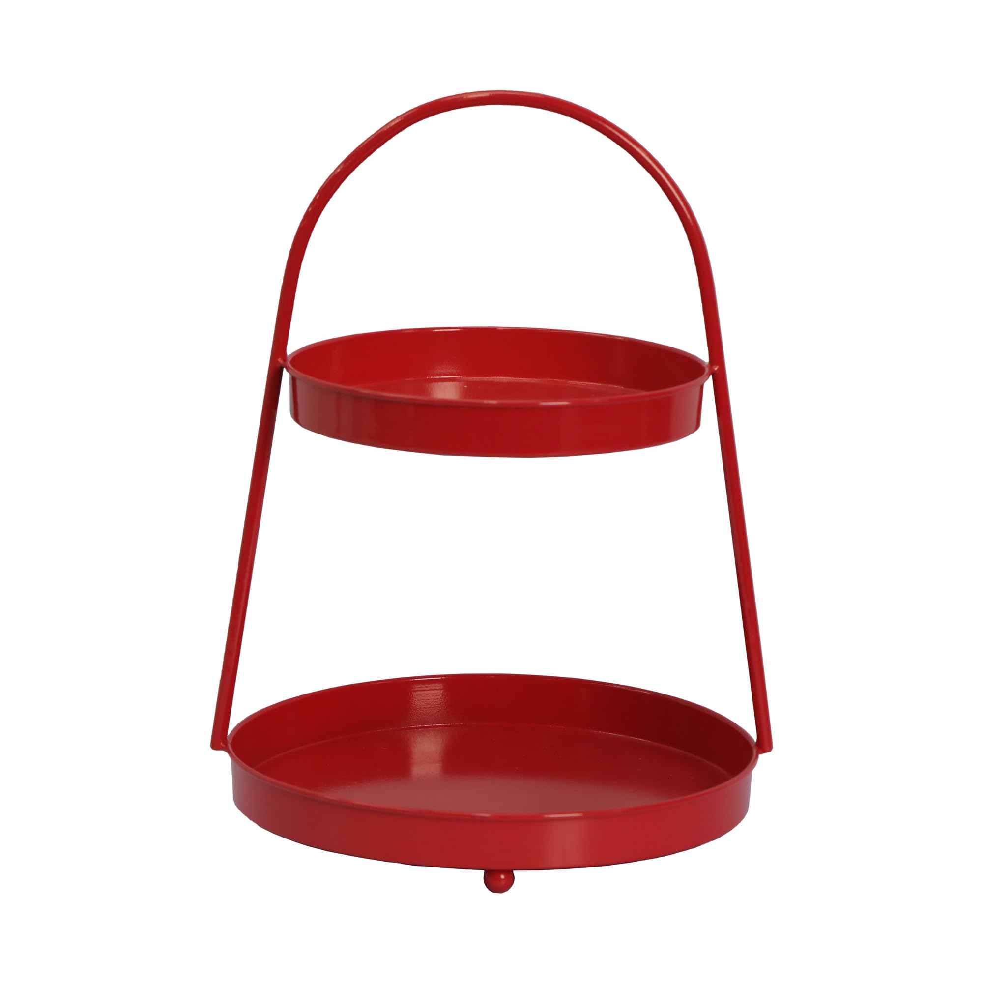 Ashland 15.75 Inch Red 2-Tier Decorative Tray for Fall Home Decor | Rustic Table Centerpiece for Thanksgiving, Autumn Table Setting, and Seasonal Display