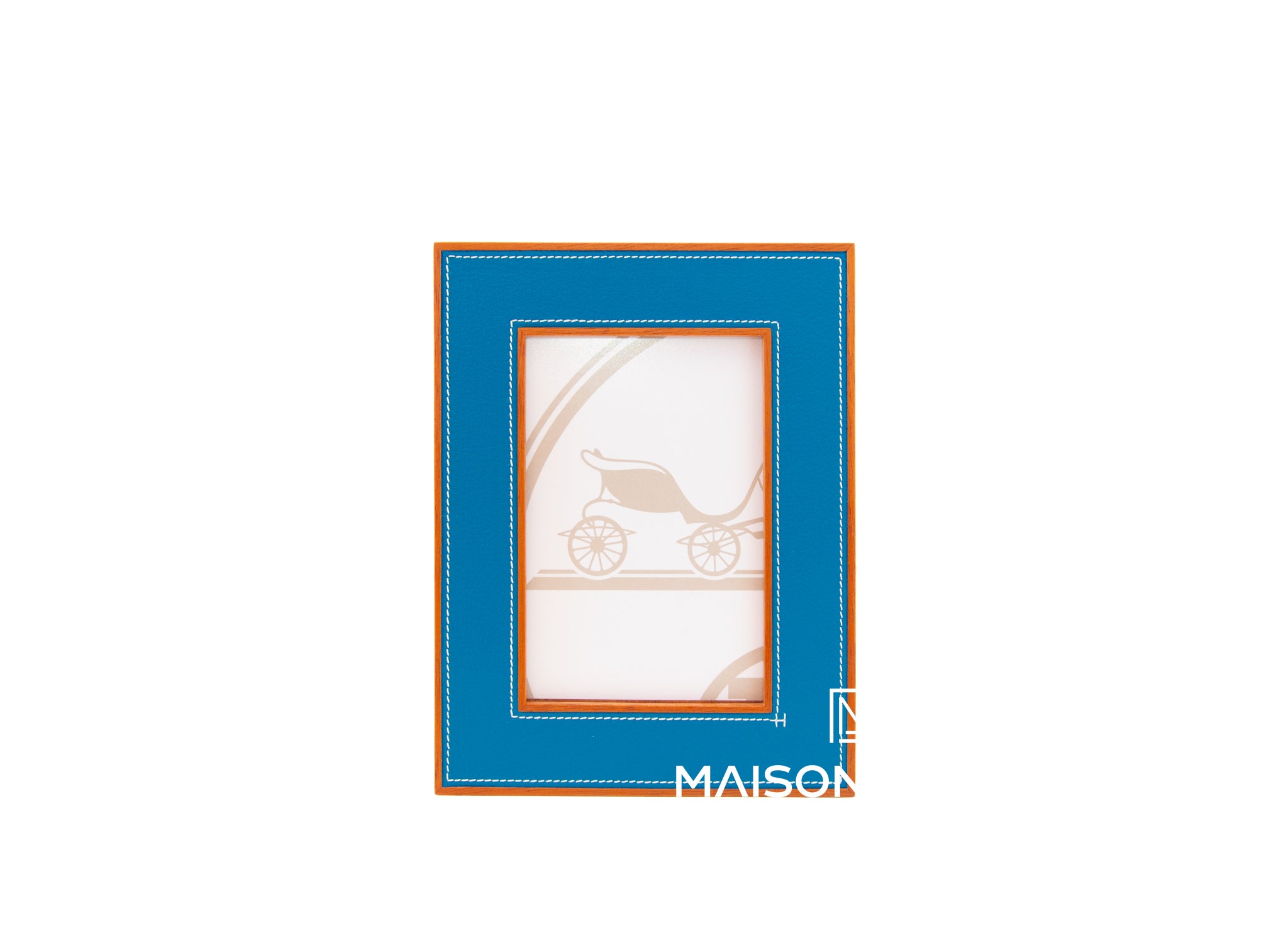 Hermes Classic Pleiade Leather Photo Frame - Blue Izmir | Premium Leather Picture Frame for Home & Office Decor | Perfect for Displaying Family Photos, Wedding Pictures & Artwork