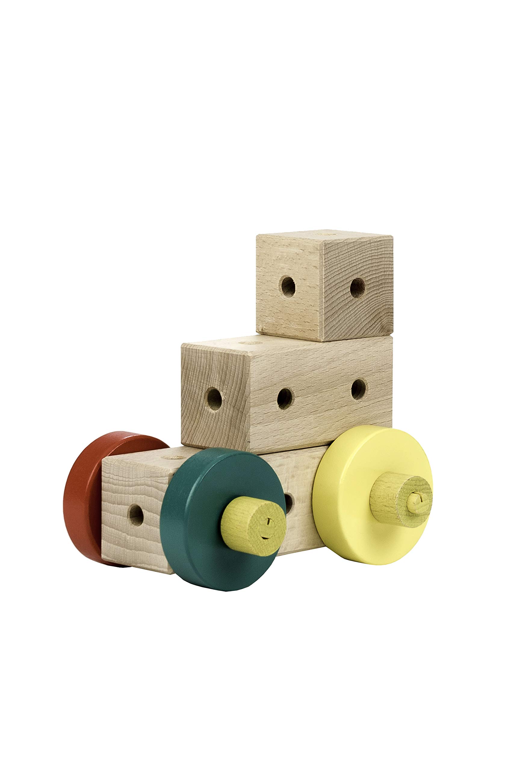 Matador M034 Wooden Building Blocks Set - PEFC Certified Austrian-Made, 44-Piece Multicolor Construction Kit for Kids | STEM Learning, Creative Play & Educational Toys