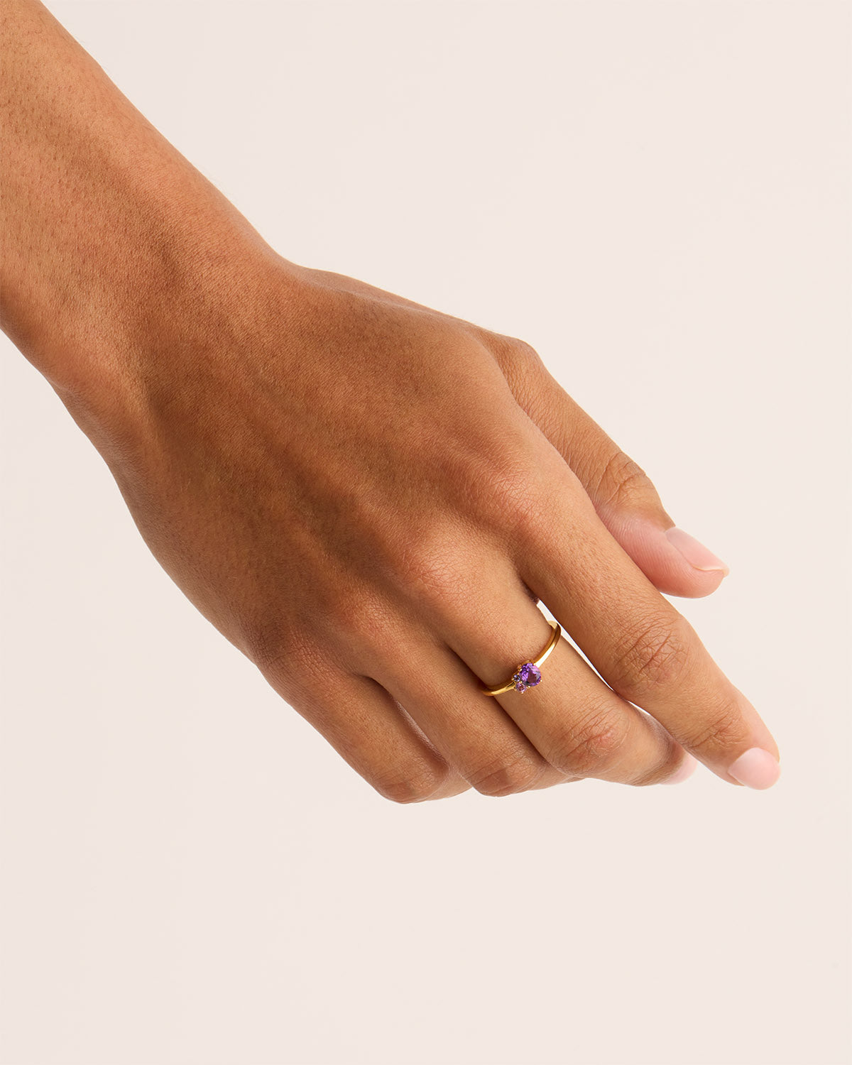 18k Gold Vermeil Kindred Birthstone Ring - February Amethyst Gemstone | Personalized Jewelry Gift for Mom, Sister, Valentine's Day & Special Occasions