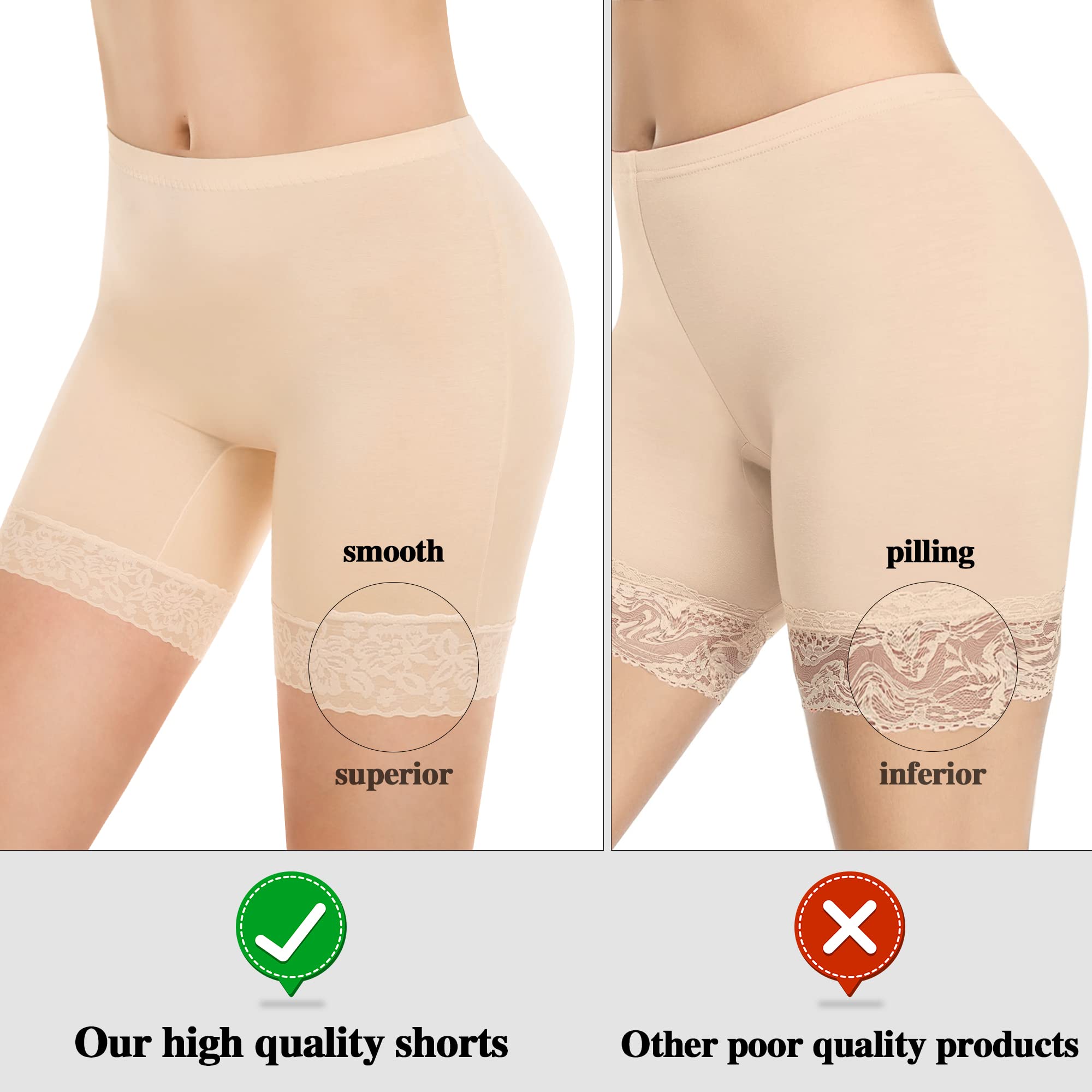 Yeblues Women’s Stretchy Lace Slip Shorts - Anti-Chafing Mid-Thigh Underwear for Under Dresses | Soft & Comfortable for Everyday Wear, Travel & Summer Outfits