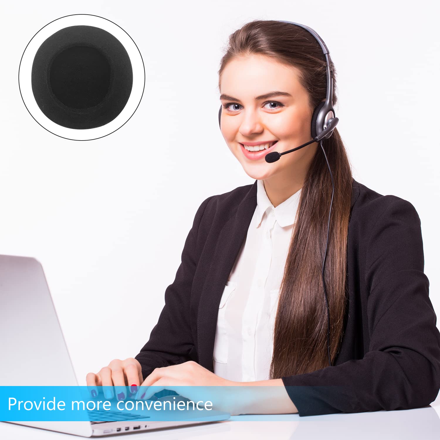 CHEERYMAGIC Replacement Foam Ear Cushions for Office Headsets - Soft Breathable Earpads Compatible with Most Standard Size Telephone Headsets (A9HMEJT) - Perfect for Call Centers, Office Work & Long Wear Comfort