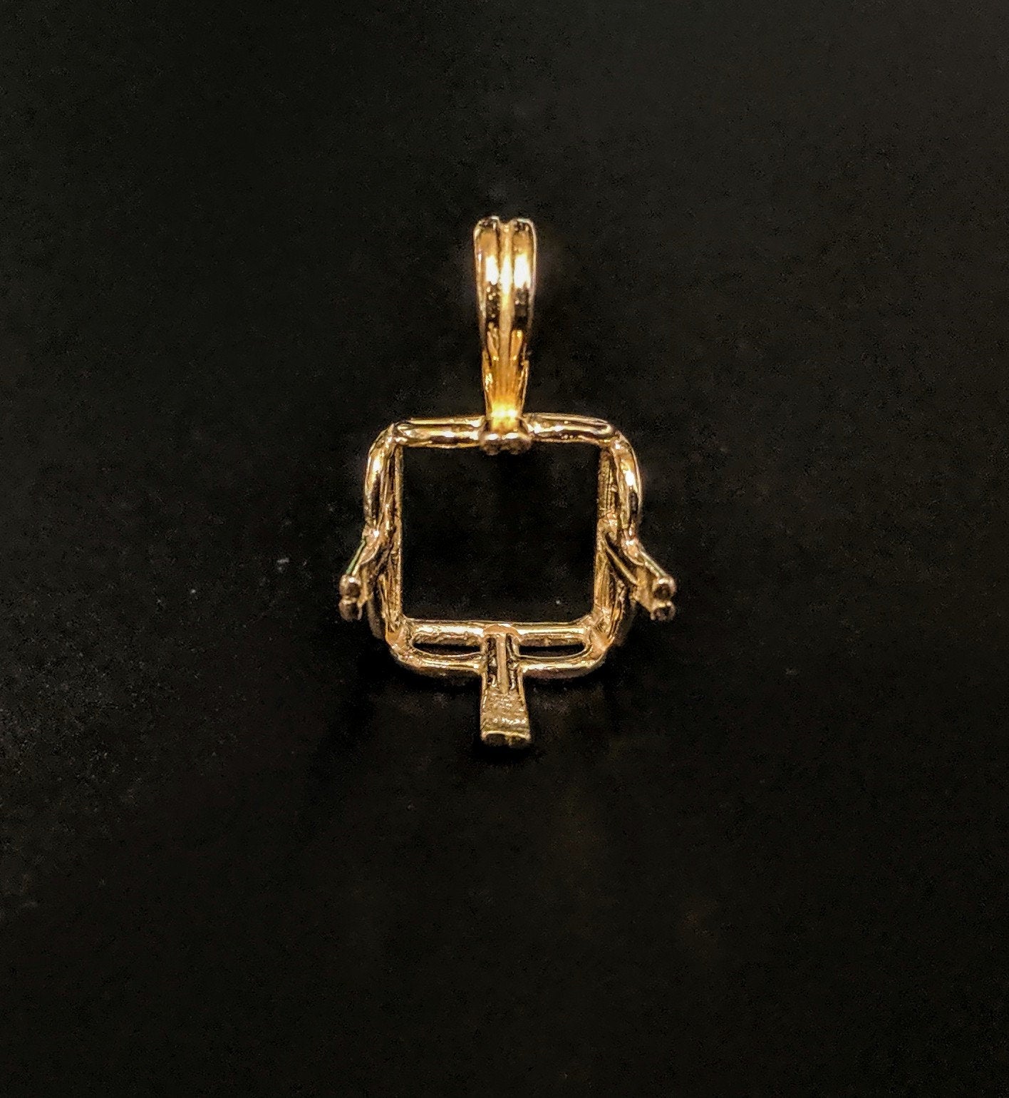 Solid Sterling Silver or 14kt Gold 10mm 14mm Square 4 Prong Pendant Setting - Handcrafted in USA | Perfect for Jewelry Making, DIY Necklace & Custom Engagement Ring Designs