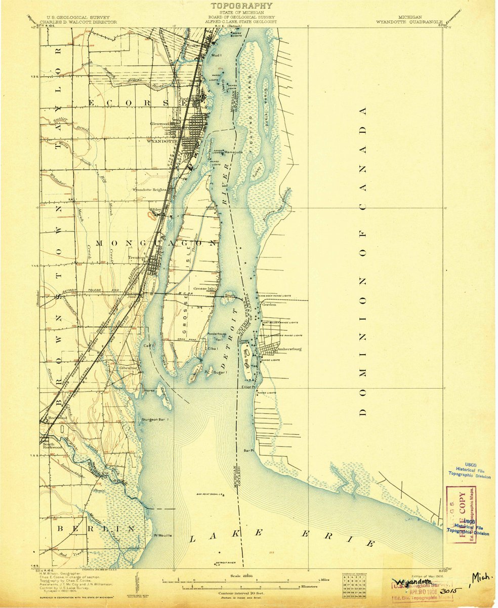 1906 Wyandotte Michigan USGS Historical Topographic Map - Large 35x44 Inch Vintage Wall Art Decor for Home Office, Living Room & Man Cave