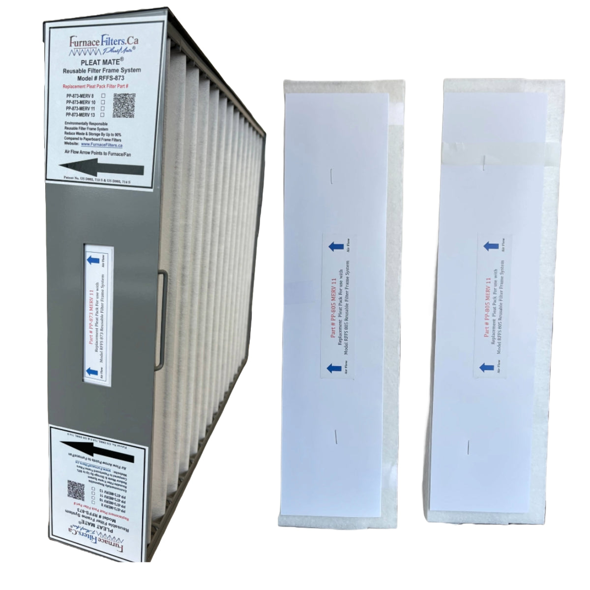 Clean Comfort AMP 11 2025 45 20x25x4.5 Reusable Air Filter Frame Kit with Lifetime Frame (Model RFFS 873) & 3 MERV 11 Replacement Filters (Part PP 873) - Perfect for HVAC Systems & Furnaces by FurnaceFilters.Ca
