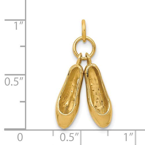 14K Yellow Gold Ballet Slippers Charm Pendant - Elegant Dainty Jewelry Gift for Dancers & Ballet Lovers - Perfect for Necklaces, Bracelets & Special Occasions