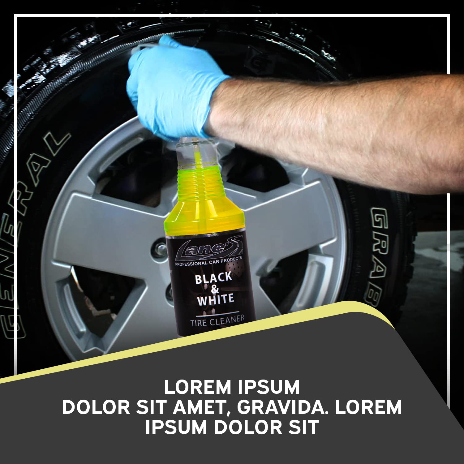 LANE'S Black and White Tire Cleaner - Powerful Tire Cleaning Spray for Cars, Trucks & Motorcycles - Restores Rubber to Like-New Black - Fast Acting Formula (1 Gallon) - Perfect for Auto Detailing, Car Wash & Tire Maintenance