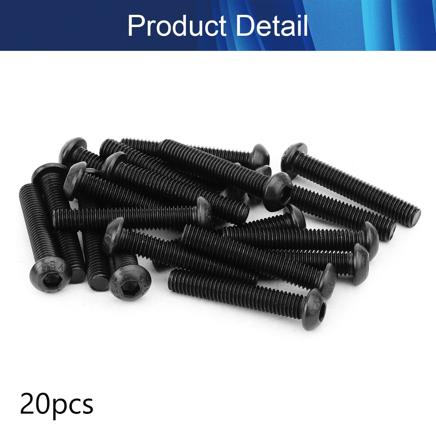 20Pcs M6x35mm Black Hex Socket Screws for Furniture Assembly