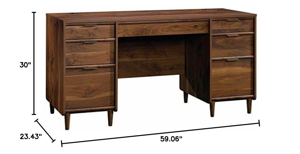 Pemberly Row Transitional Engineered Wood Computer Desk in Grand Walnut - Home Office Desk for Work & Study, Modern Writing Desk for Small Spaces