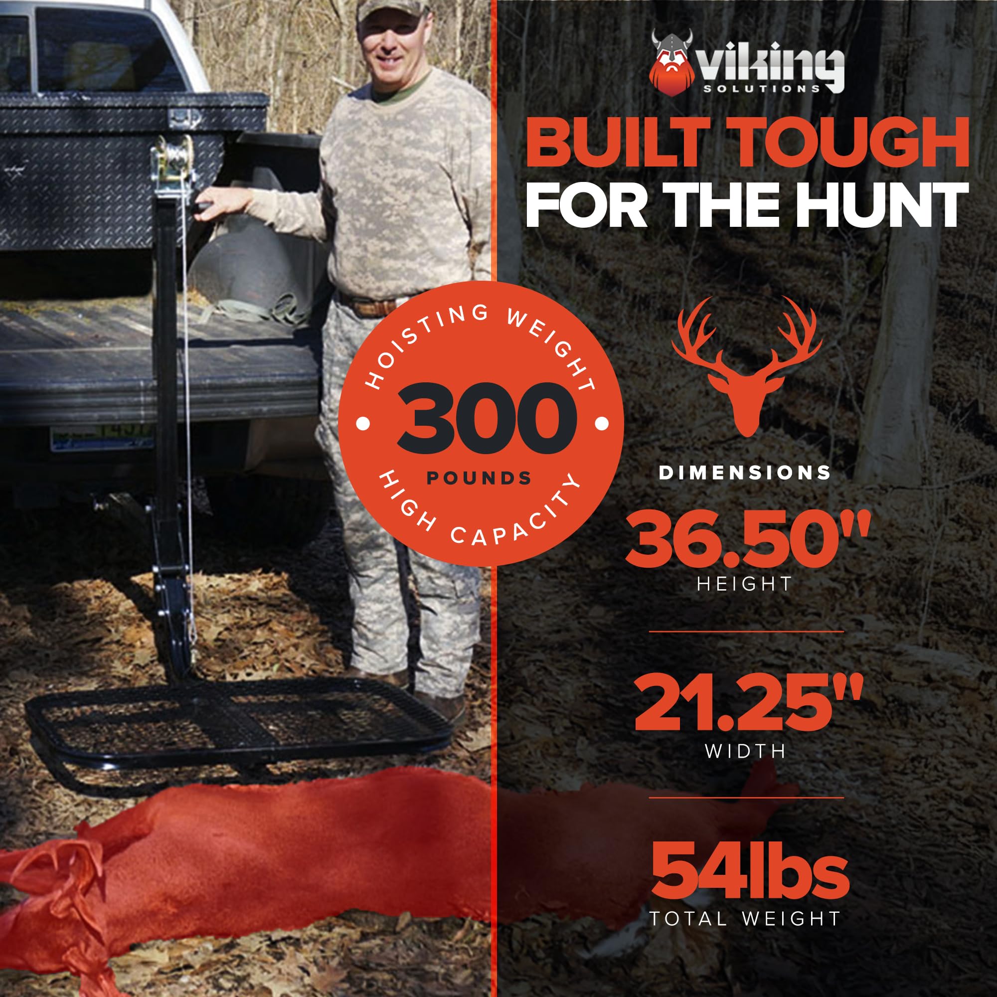 Viking Solutions SwiveLift - Heavy Duty Foldable Hitch Mounted Game Hoist System for Deer, Elk & Big Game Hunting | Portable & Lightweight Lifting Tool for Truck, ATV & Field Dressing