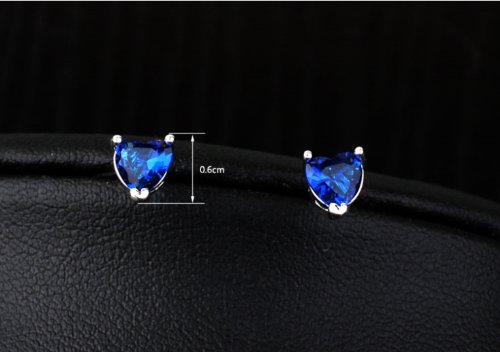 White Gold Plated Titanic Heart of the Ocean Blue Cubic Zirconia Stud Earrings - Elegant Fashion Jewelry for Women, Perfect for Weddings, Parties, and Special Occasions