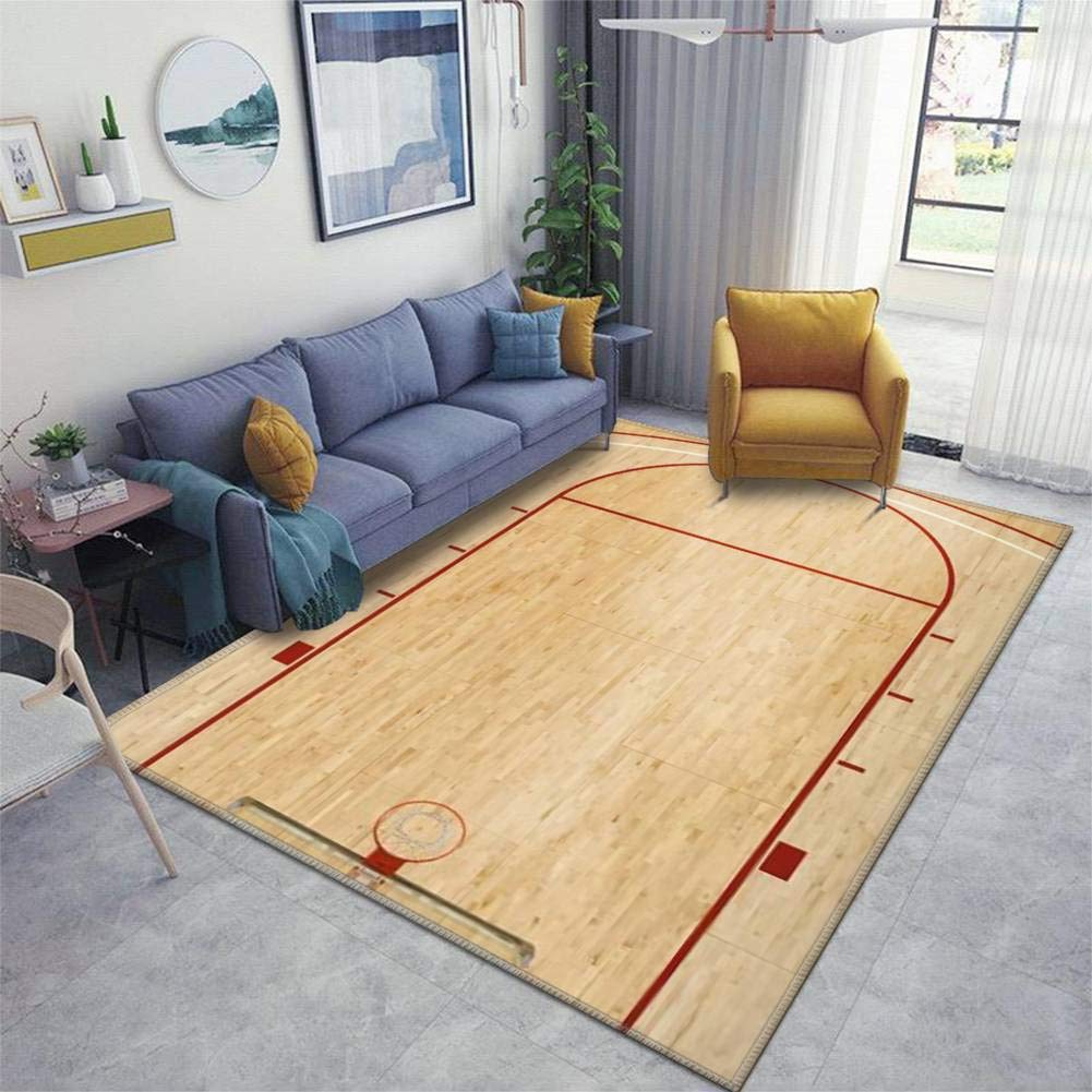 Non-Slip Thickened Runner Rug Pad - Indoor/Outdoor Basketball Court Inspired Design - Perfect for Living Room, Entryway, Hallway & High-Traffic Areas - Durable Floor Carpet for Home, Gym, or Sports Enthusiasts