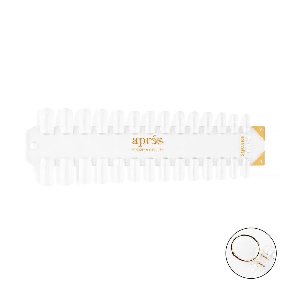 Apres Gel X Tip Swatch - Natural & Sculpted Square Medium Nail Tips for Professional Manicures | Perfect for Salon, Home DIY, and Nail Art Enthusiasts
