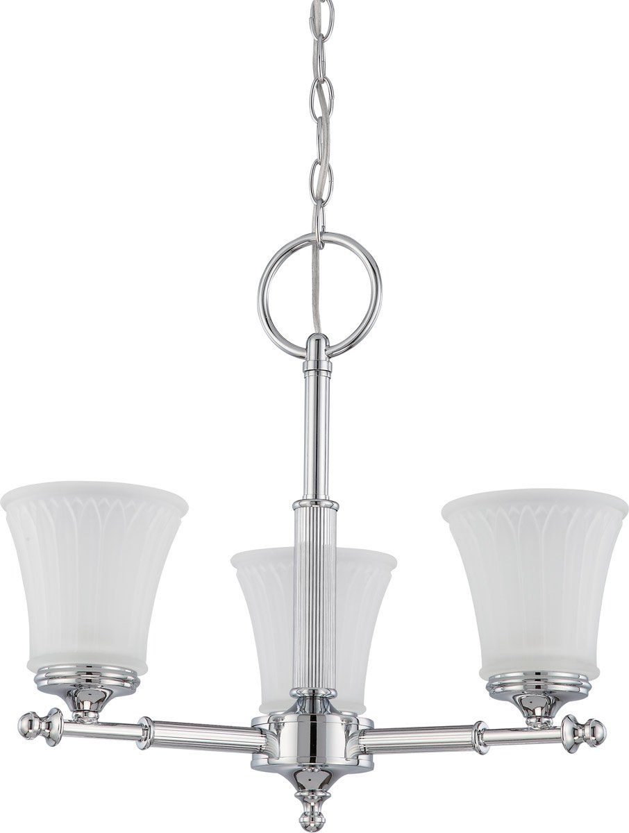 3-Light Chandelier with Polished Chrome Finish, 20-Inch Metal Ceiling Light Fixture (180W, Medium Base) - Perfect for Dining Room, Bedroom, or Living Room Lighting