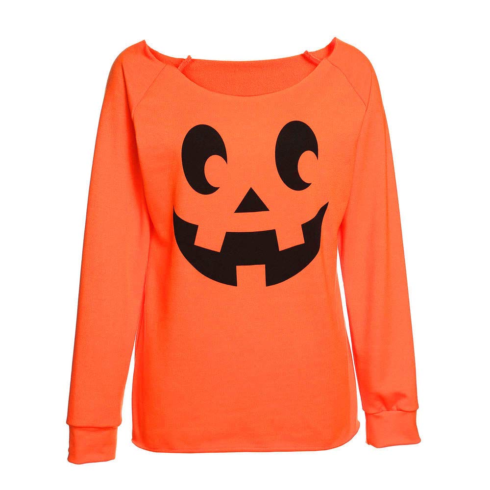 Halloween Clearance Women's Shirts - Forthery Casual Long Sleeve Pumpkin Lace Blouse Tops for Party, Cosplay & Fall Fashion