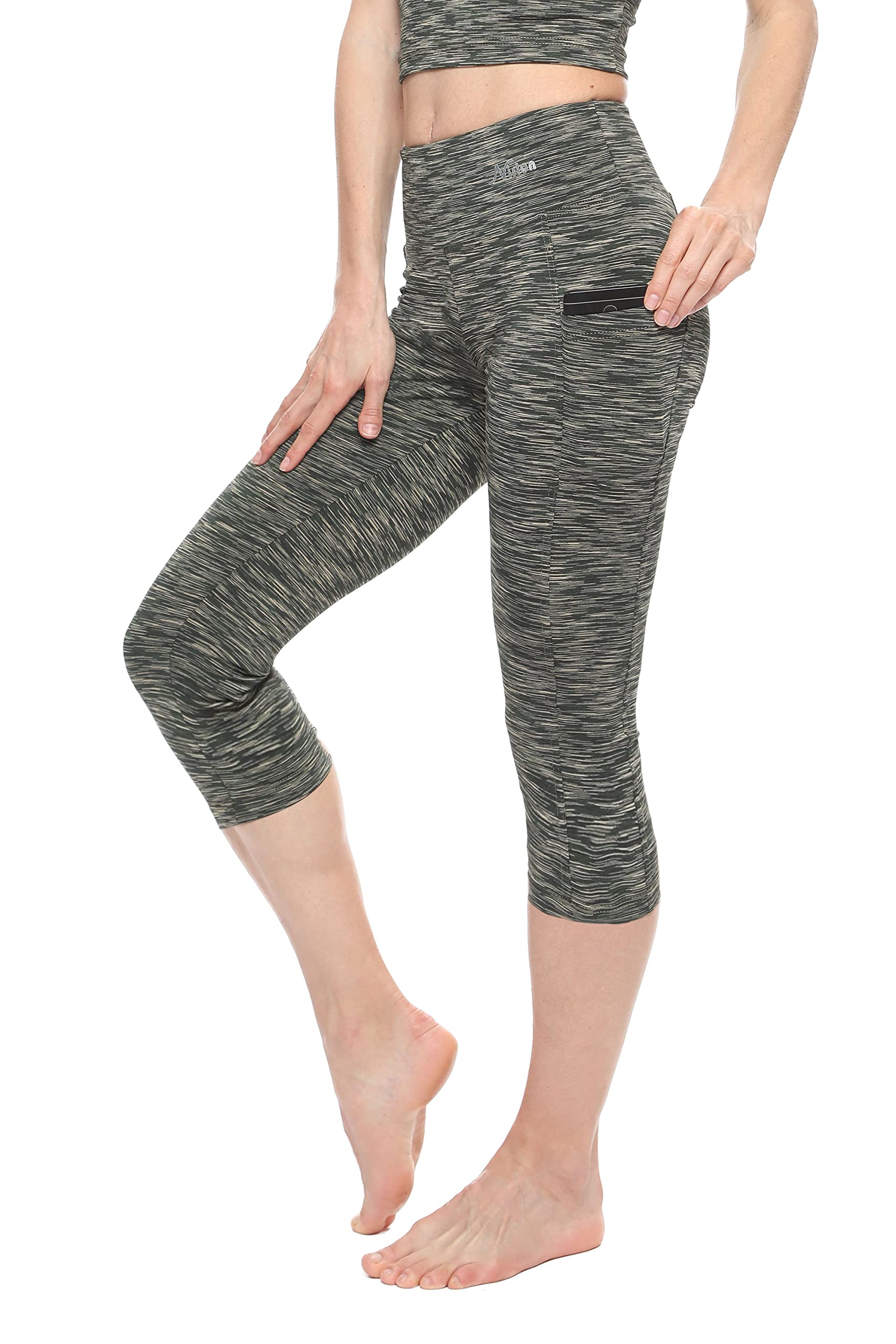 Breathable High Waisted Capri Leggings with Pockets for Women - Nirlon Yoga Pants for Running, Workout & Casual Wear